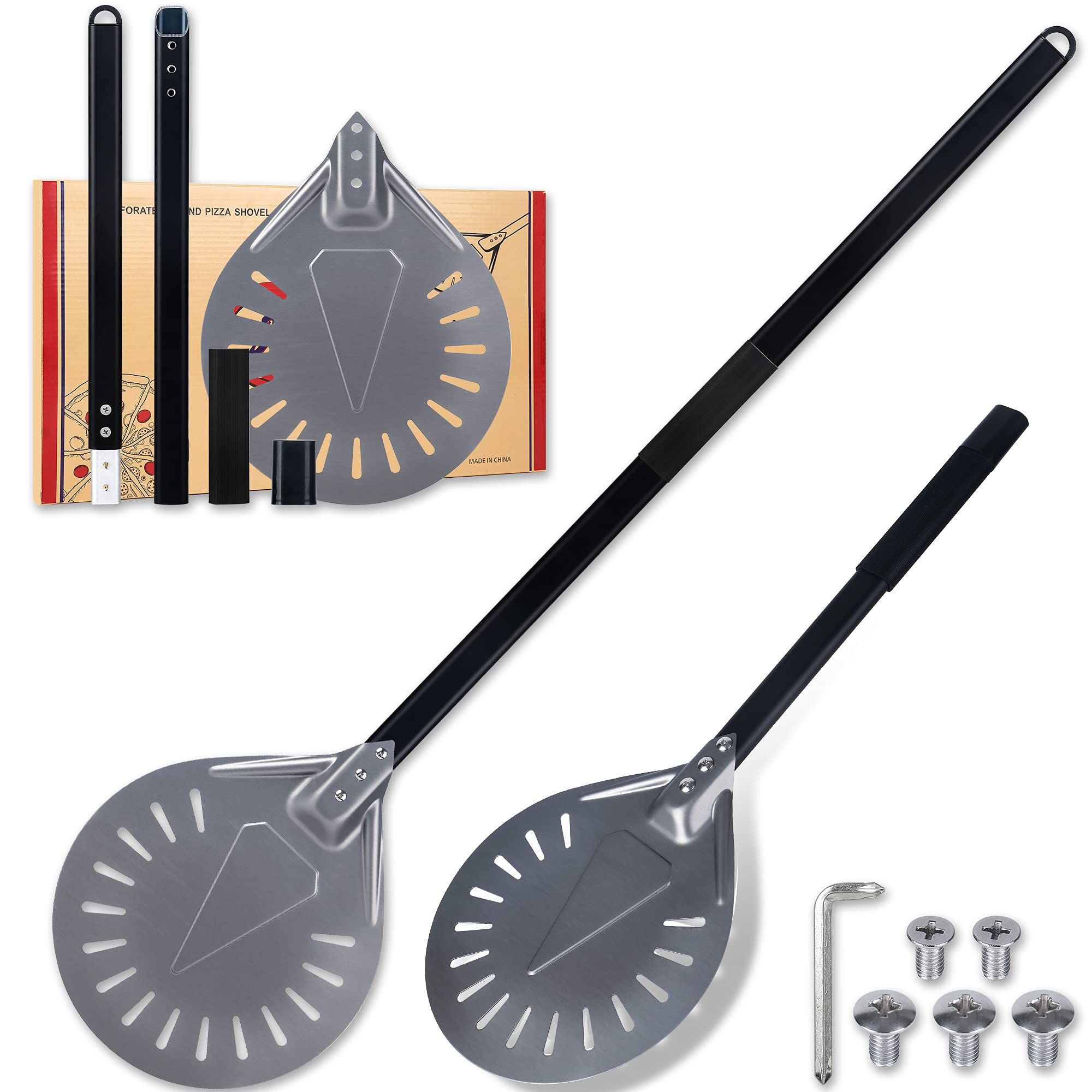 Buy LWS Turning Pizza Peel, 9" Aluminum Round Perforated Pizza Crust