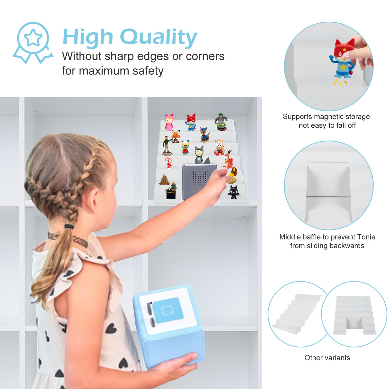 Étagère Magnétique Toniebox - Support Pour 30-50 Figurines Tonies - Parfaite Pour Kallax - Blanc Métal Robuste