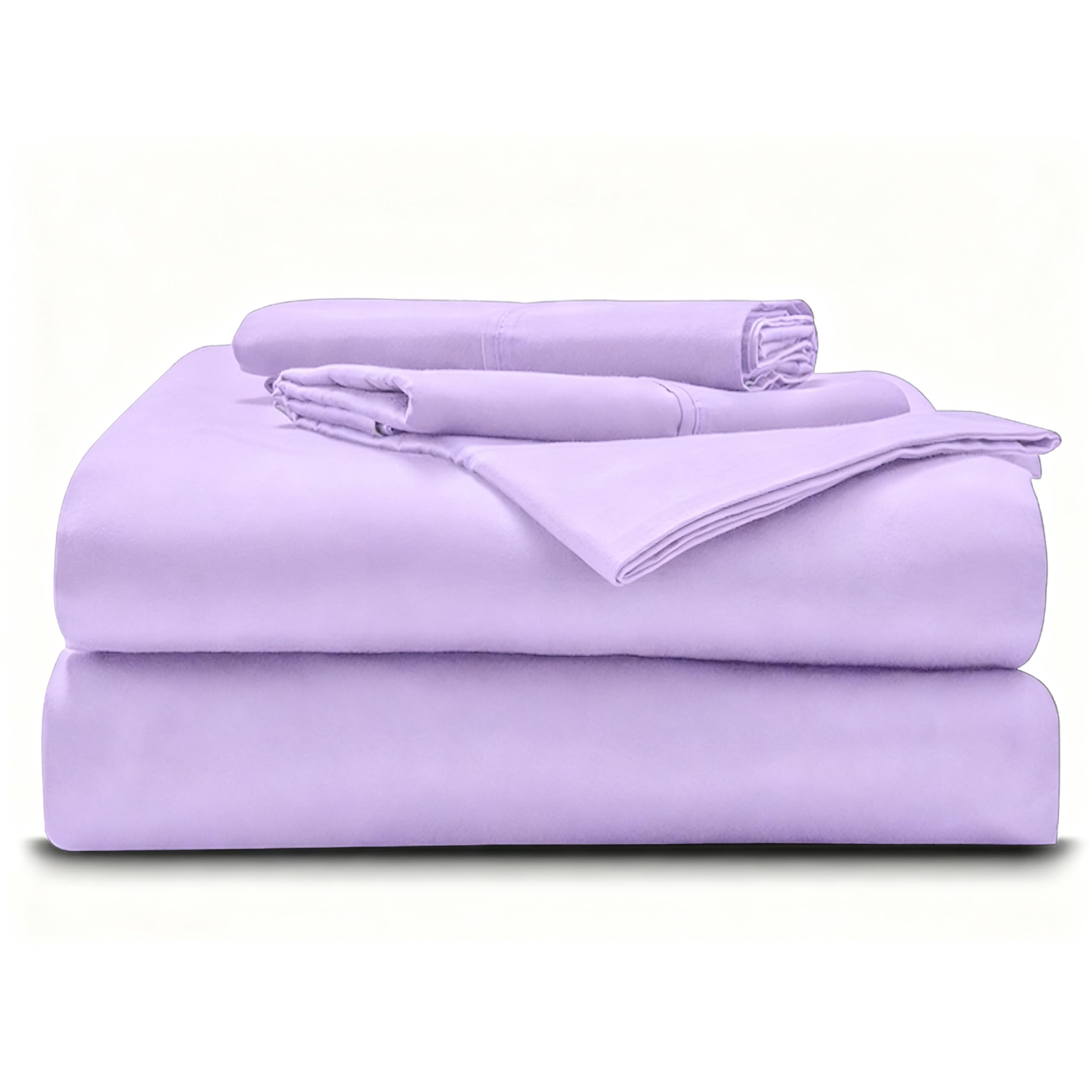 Queen - 60" x 80" Size Luxury 600 Thread-Count 100% Egyptian Long Staple Cotton Sheets Set Oversized Sheet Set Soft &amp; Silky Sateen Weave 21" Extra Deep-Pockets - Queen, Lilac