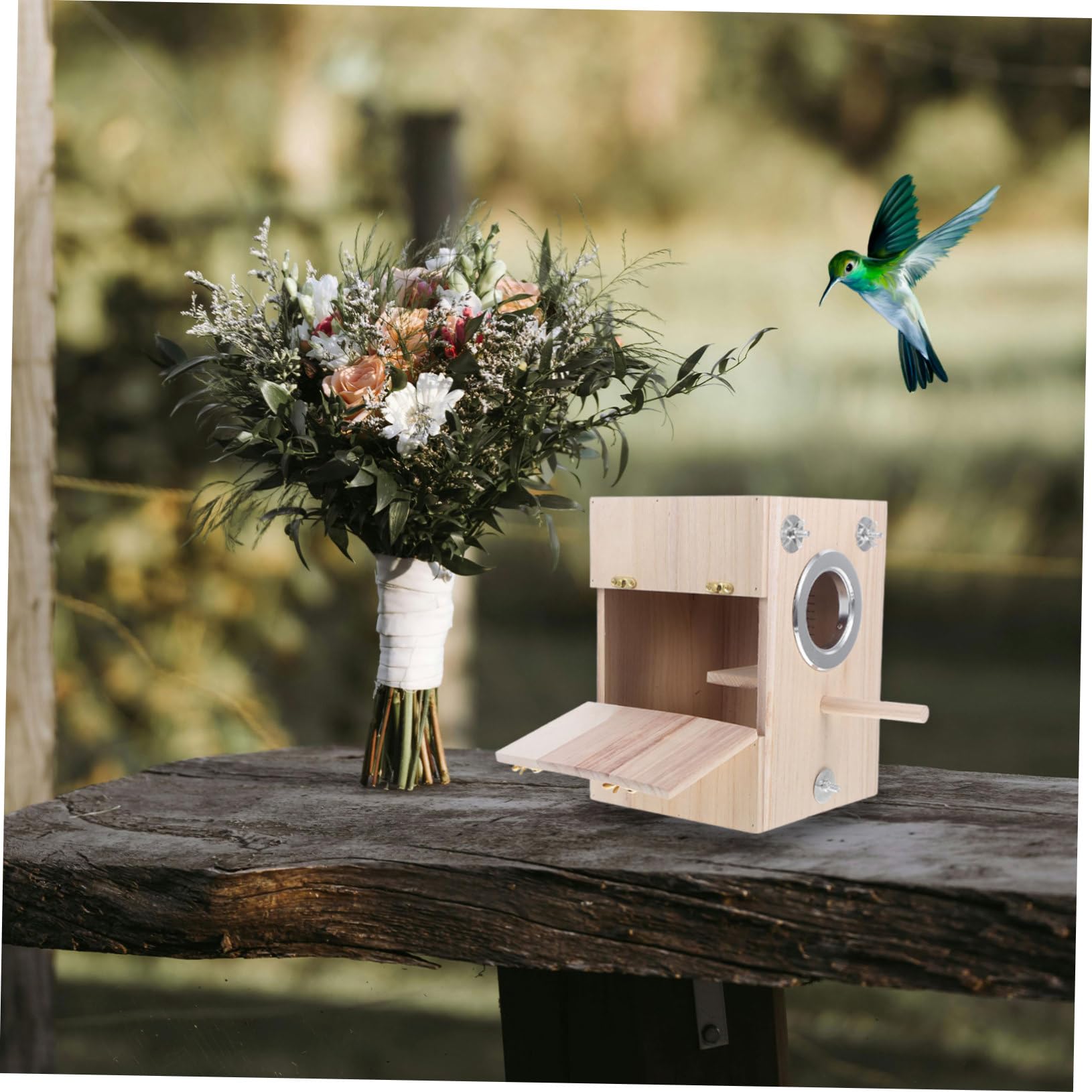 Sosoport Caja De Cría De Soporte para Nido De Pájaros Casa para Pájaros De Madera