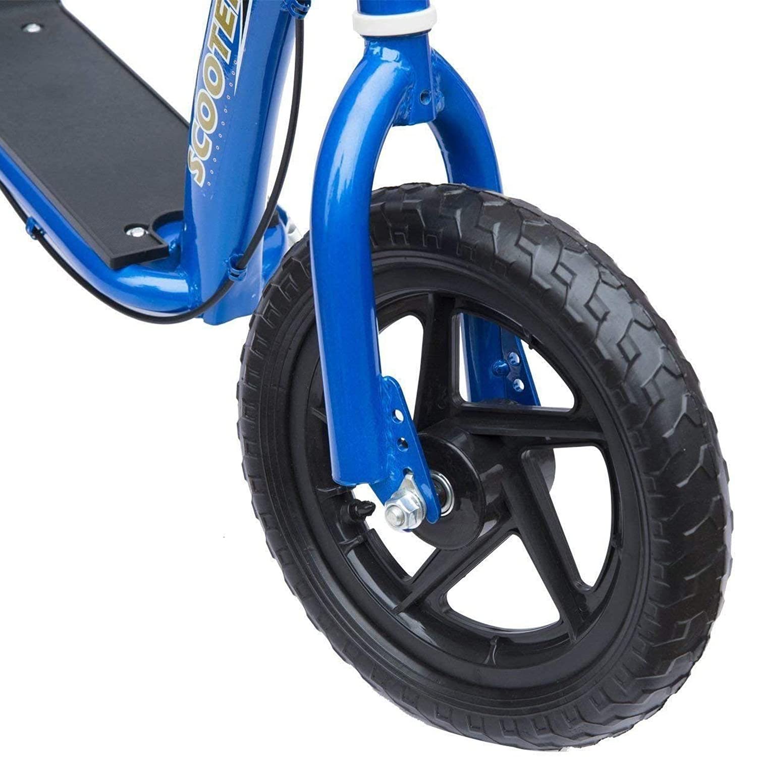 HOMCOM Patinete Scooter 2 Ruedas 12 Pulgadas Monopatín para Niños y Adultos Manillar Ajustable con Freno y Caballete Carga 100kg 120x52x80-88cm Acero