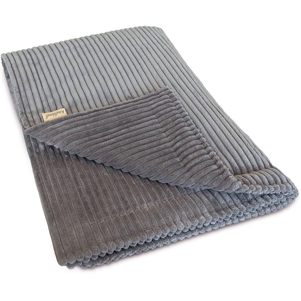 Knuffelwuff Timor Dog Blanket, 80 x 60 cm, Grey, Comfortable and Easy-Care Soft Cord Blanket, Washable, for Large Medium and Small Dogs - Image 2