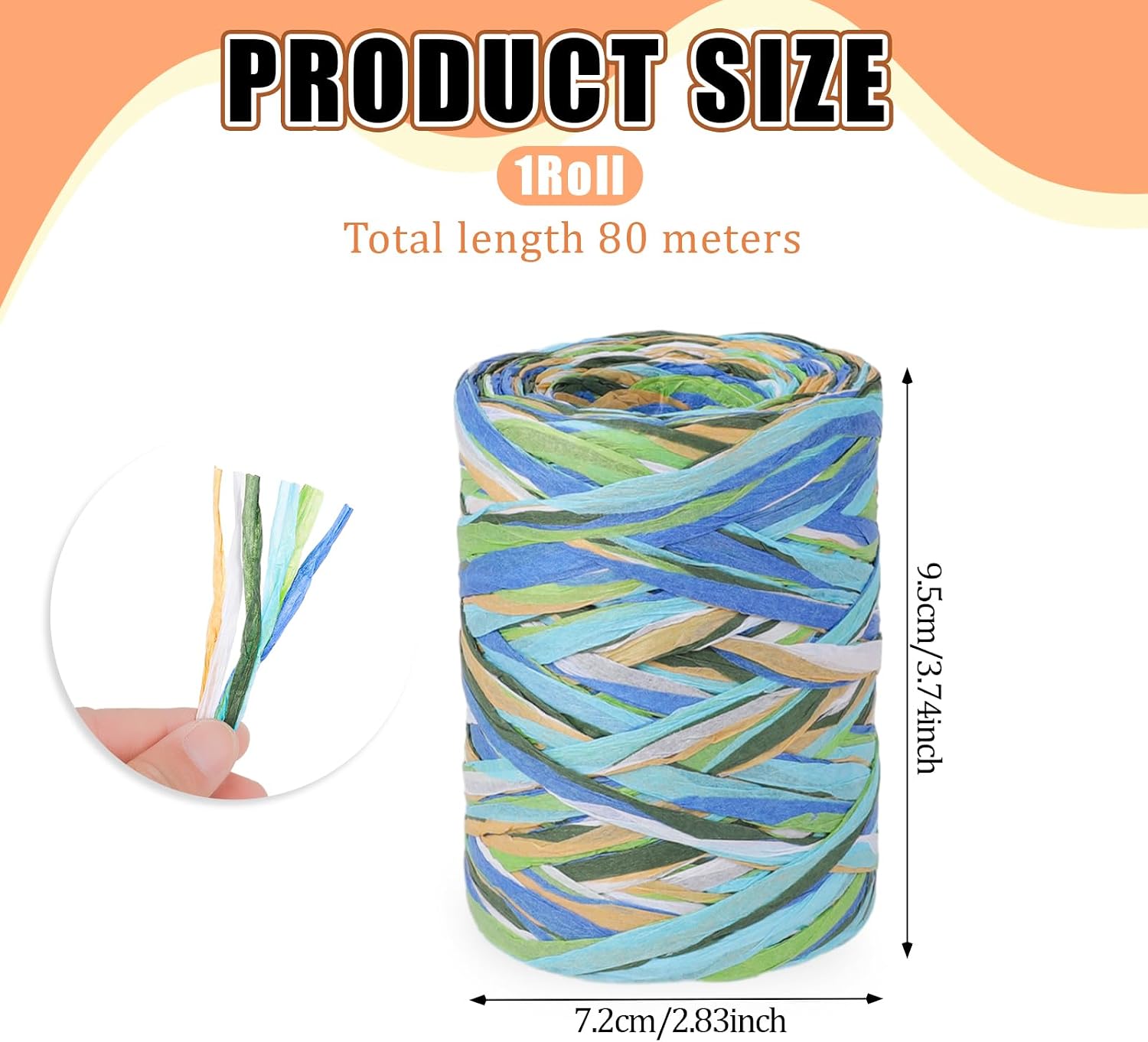 Colored Raffia Paper Ribbon, 6 Colors Packing Paper String, 262 Feet Colored Paper String Raffia Ribbon for Gift Wrapping, Wrapping Ribbons for Gift Party Decor DIY Craft Decoration(Color B)
