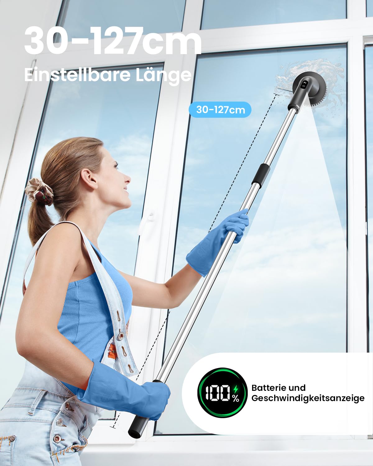 Leebein Elektrische Reinigungsbürste, 2026 Neues Spin Scrubber, IPX7 Wasserdichter und 7 Bürstenköpfen, Ausziehbarem Langem Griff und 2 Geschwindigkeiten, Schrubber für Badezimmer, Boden, Küche