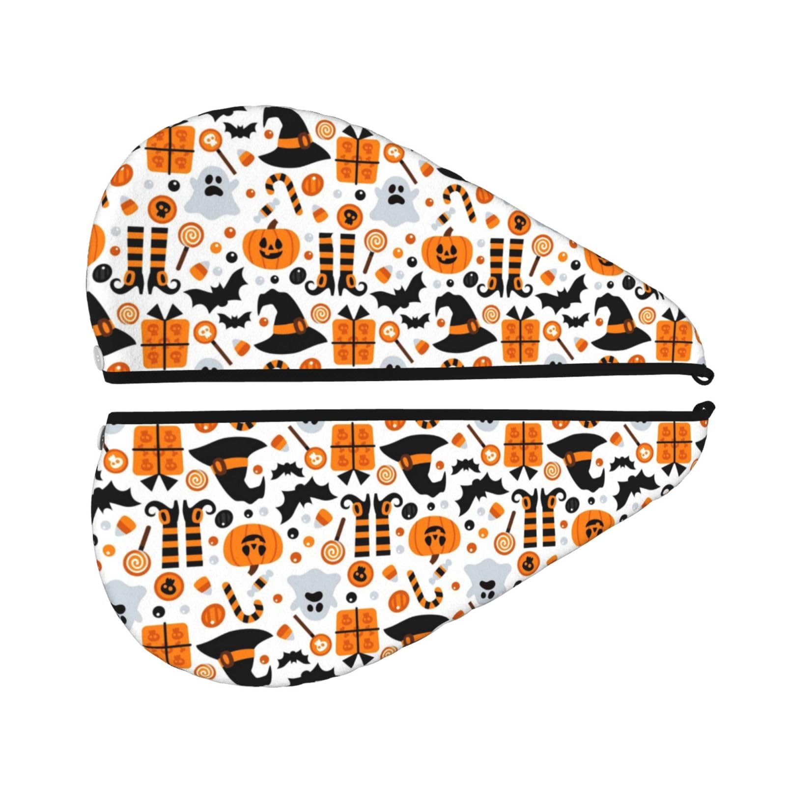 Halloween Pumpkin Bat Hair Towel Wrap For Women Coral Velvet Dry Hair Cap Hair Drying Towel With Button Super Absorbent Quick Dry Hair Turban For Wet Hair, Curly Hair, Anti Frizz Hair Wrap Towel