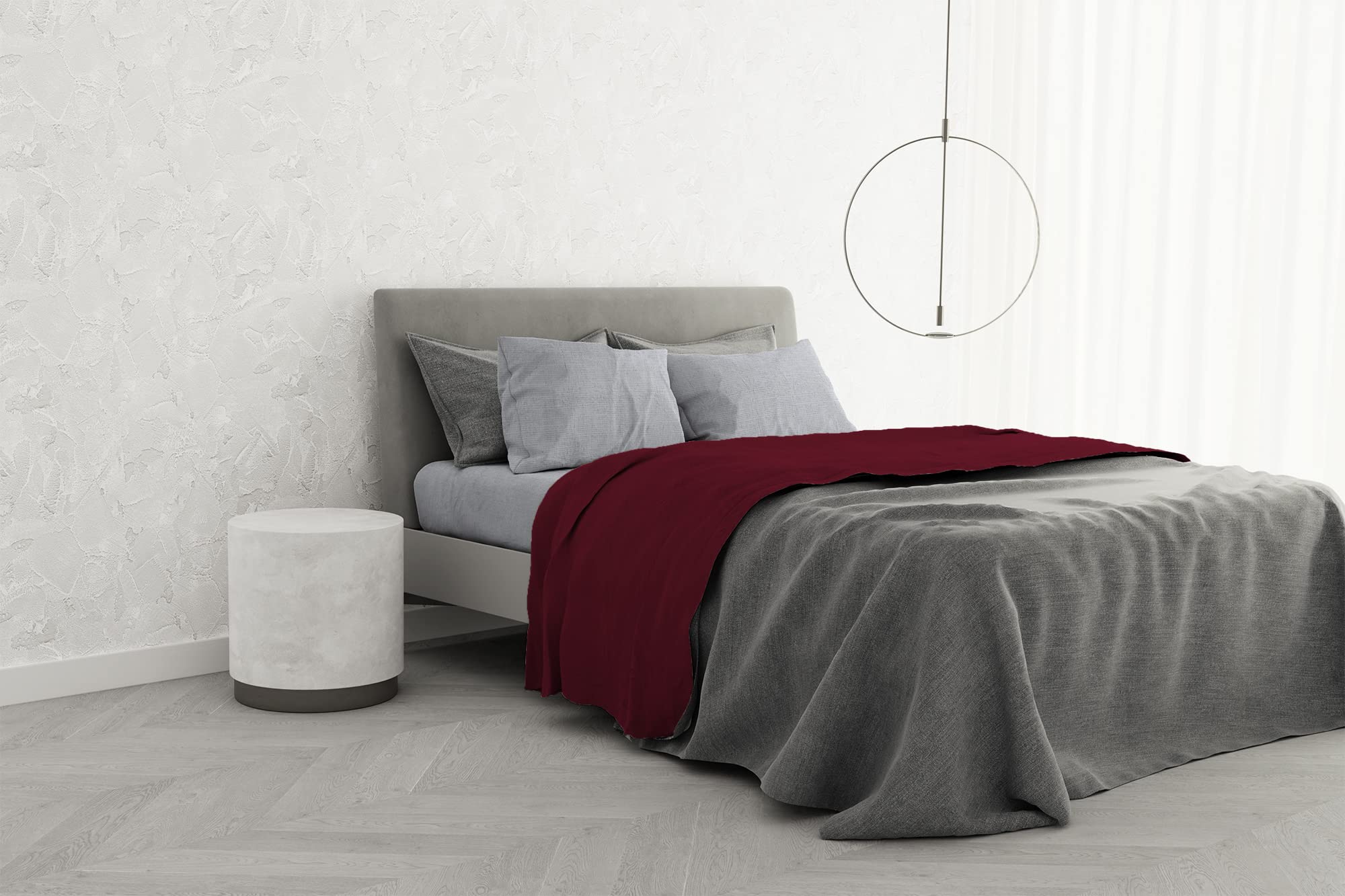 MB HOME ITALY Trendy Chic Bed Set, Burgundy, Double, Bordeaux, Queen-size bed - Image 2