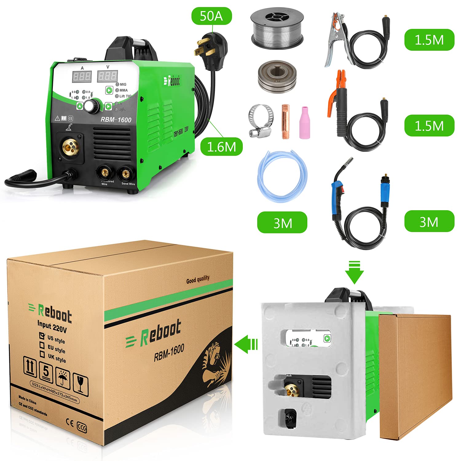 Reboot MIG Welder Equipment Flux Core,Gas and Gasless Welding Machine