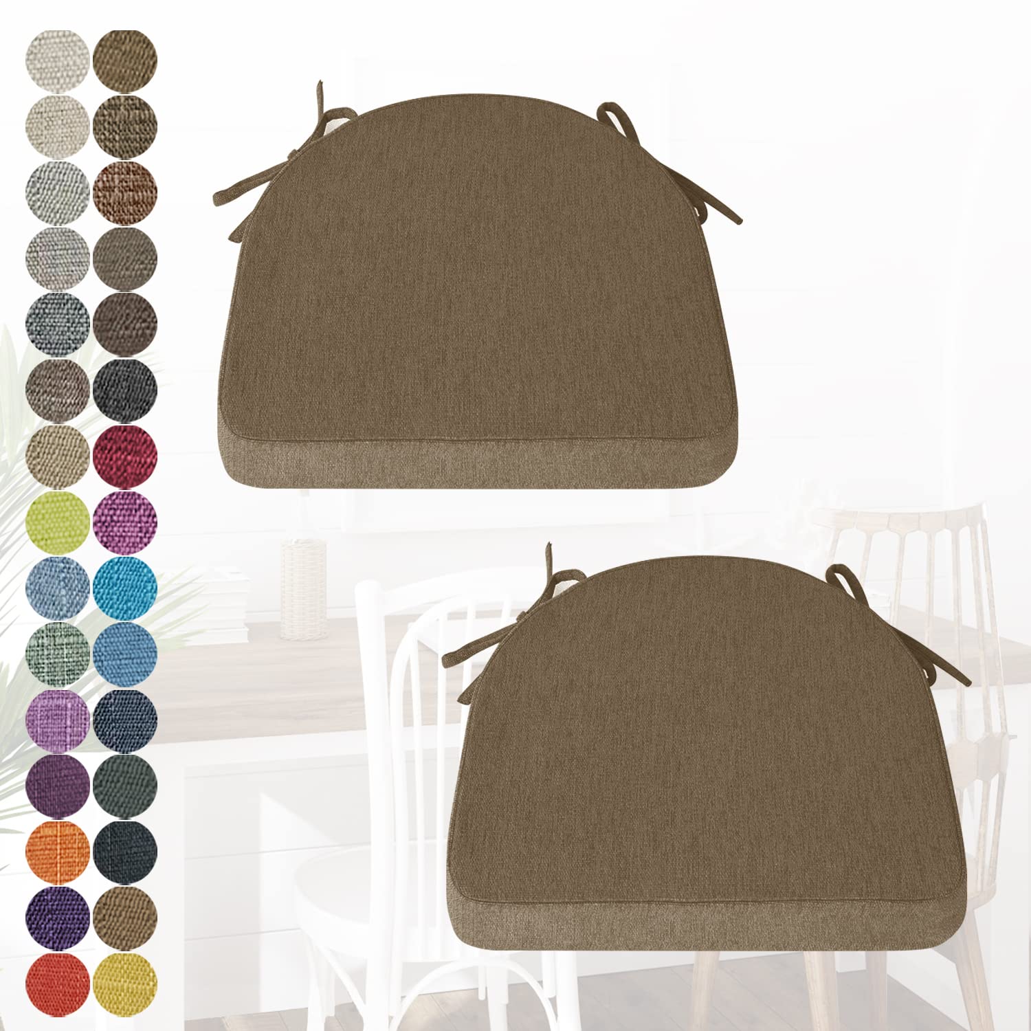 Coussin de chaise demi-rond lavable beige avec attaches pour intérieur