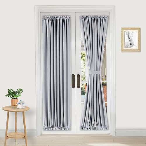 Miniatura 157 de DWCN Cortinas para puerta francesa: cortina térmica con bolsillo para barra para puertas con ventana de cristal, puertas de cocina y patio