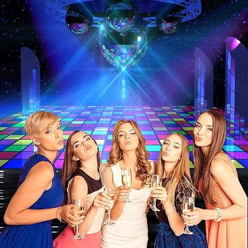 Miniatura 5 de Renaiss Telón de fondo con temática de discotecas de 10 x 7 pies, discotecas, salón de baile, club nocturno, música neón, baile, fiesta, fotografía,