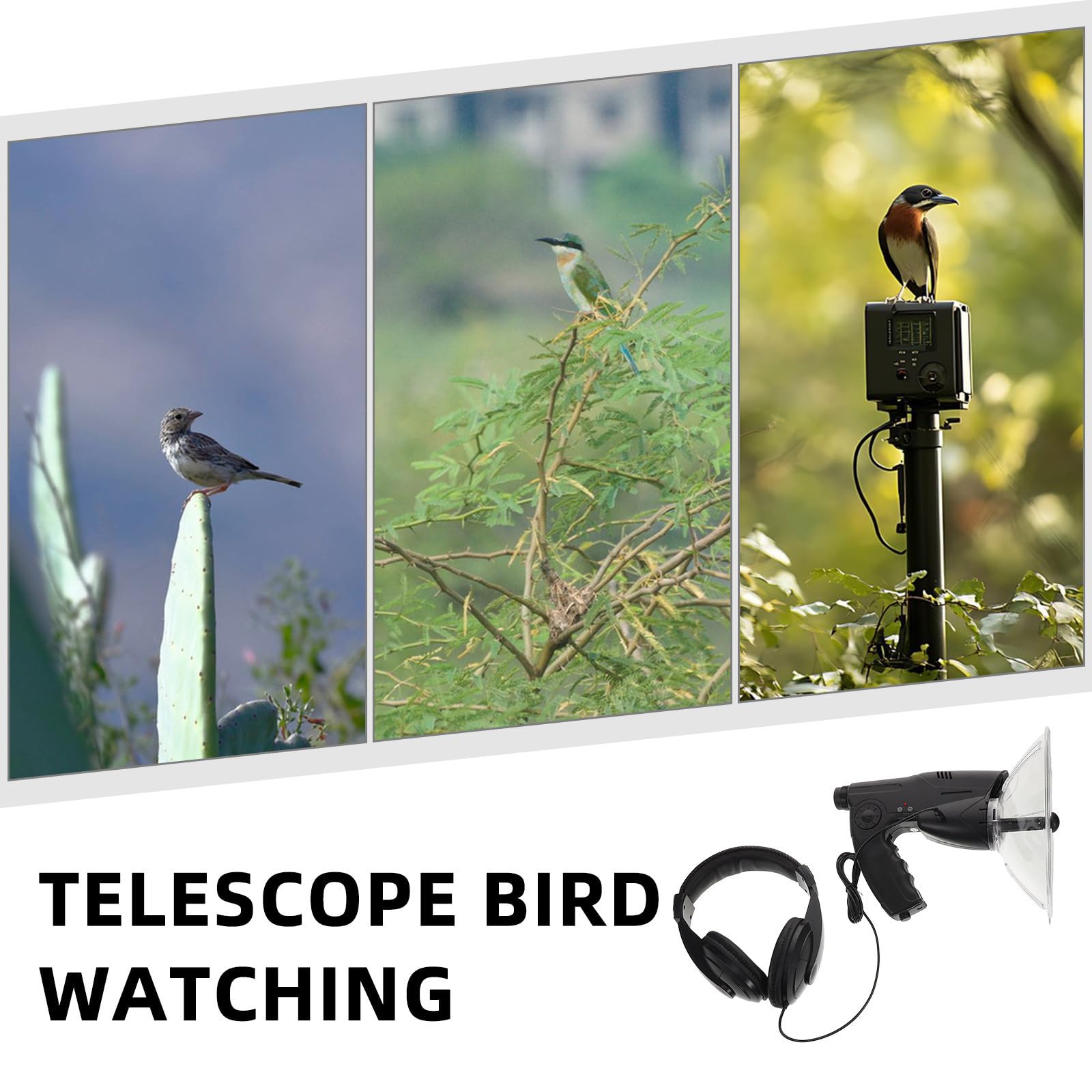 Gatuida Telescopio Monoculare 8x per Adulti in Abs Nero, Leggero e Portatile, Dispositivo di Ascolto Portatile per Birdwatching e Esplorazione della Natura