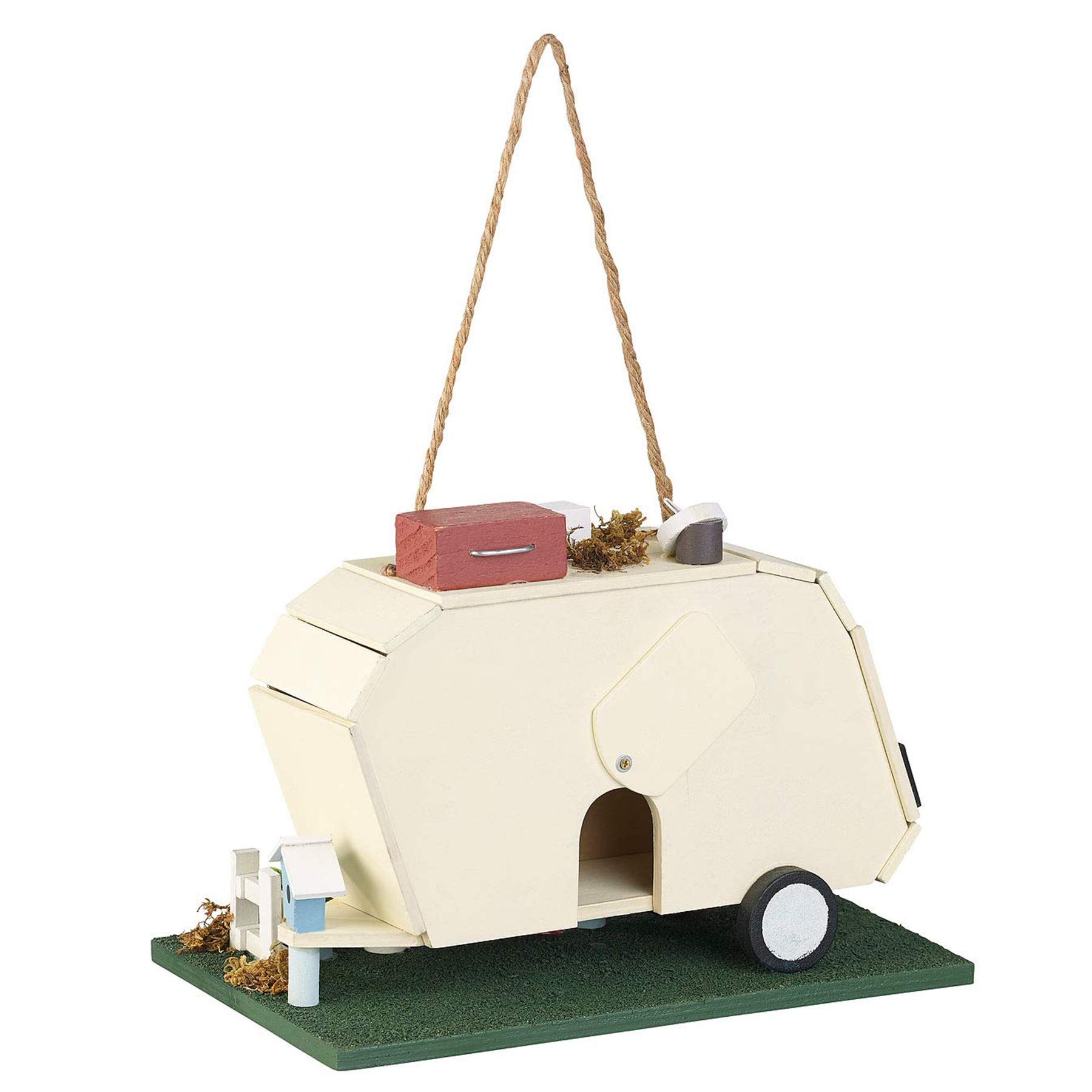 Monsterzeug Caja nido para pájaros, casa para pájaros como casa de pájaros como casa rodante fresca, villa para pájaros como decoración de jardín, comedero para pájaros