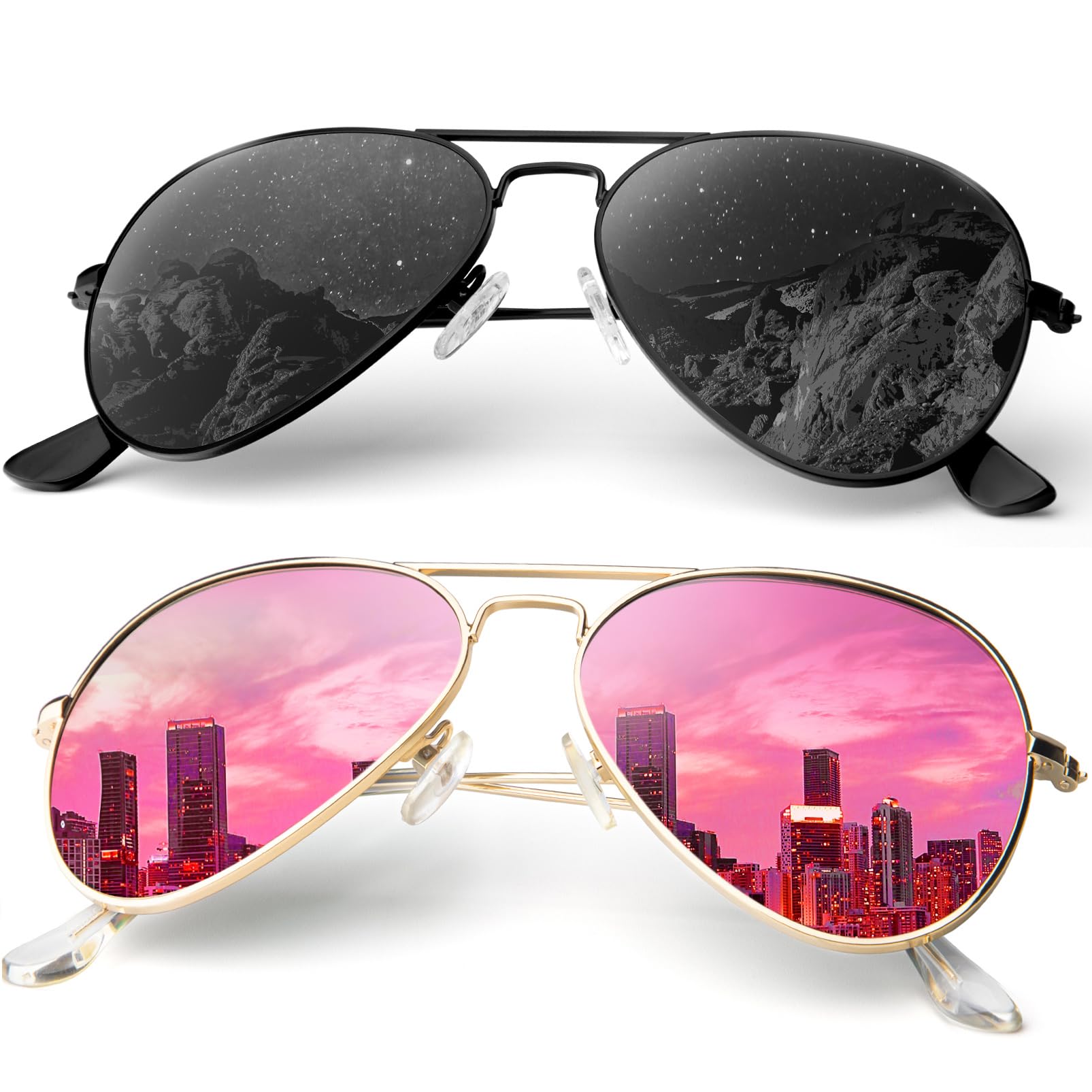 NSSIW Classic Aviator Sunglasses for Men and Women, Driving Sun Glasses with Polarized Lens and UV 400 Protection