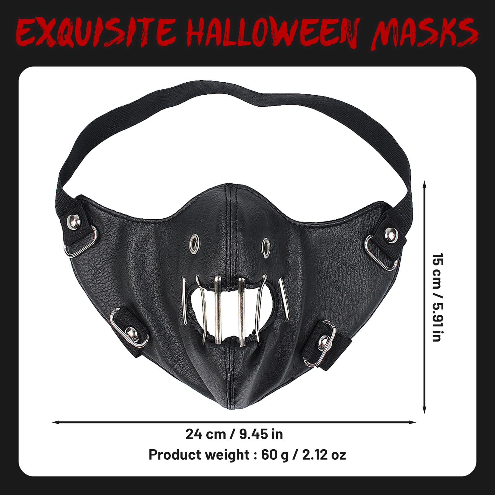 JoyFuncos Hannibal Lecter Mask Silence of The Lambs Costume Accessories Leather Half Face Prisoner Mask Adult for Halloween - Image 3
