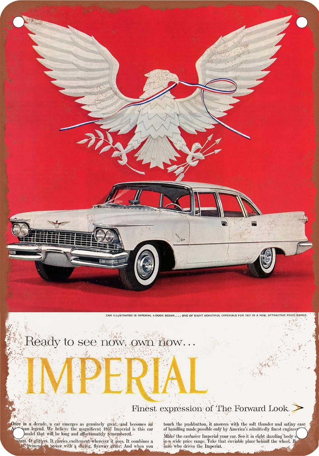 METAL SIGN - 1957 Imperial Vintage Ad 10 - Old Retro Rusty Look home decor
