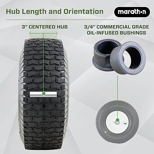 Miniatura 4 de Marathon Industries 20336 13x5.00-6" Pneumatic (Air Filled) Lawnmower Tire on Wheel