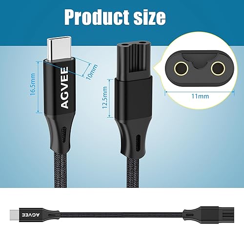 Miniatura 7 de AGVEE Paquete de 2 cables de carga de repuesto para Philips Norelco HQ8505 9000 7000 5000 3000 Series Electric Shaver Razor, Aquatec, Arcitec,