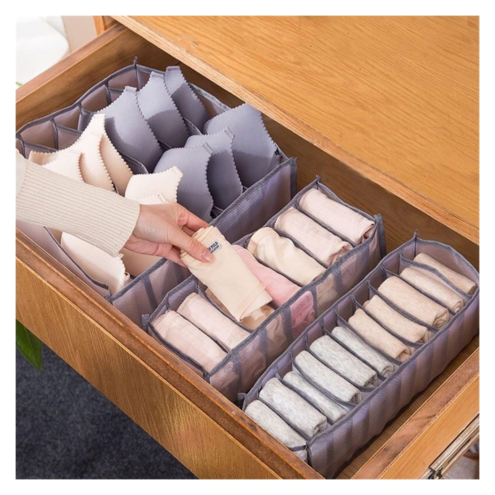 Organizzatore per cassetti di Biancheria Intima, Scatola Porta Calze, Reggiseno, Borsa Organizer Pieghevole a 11 Scomparti per la casa
