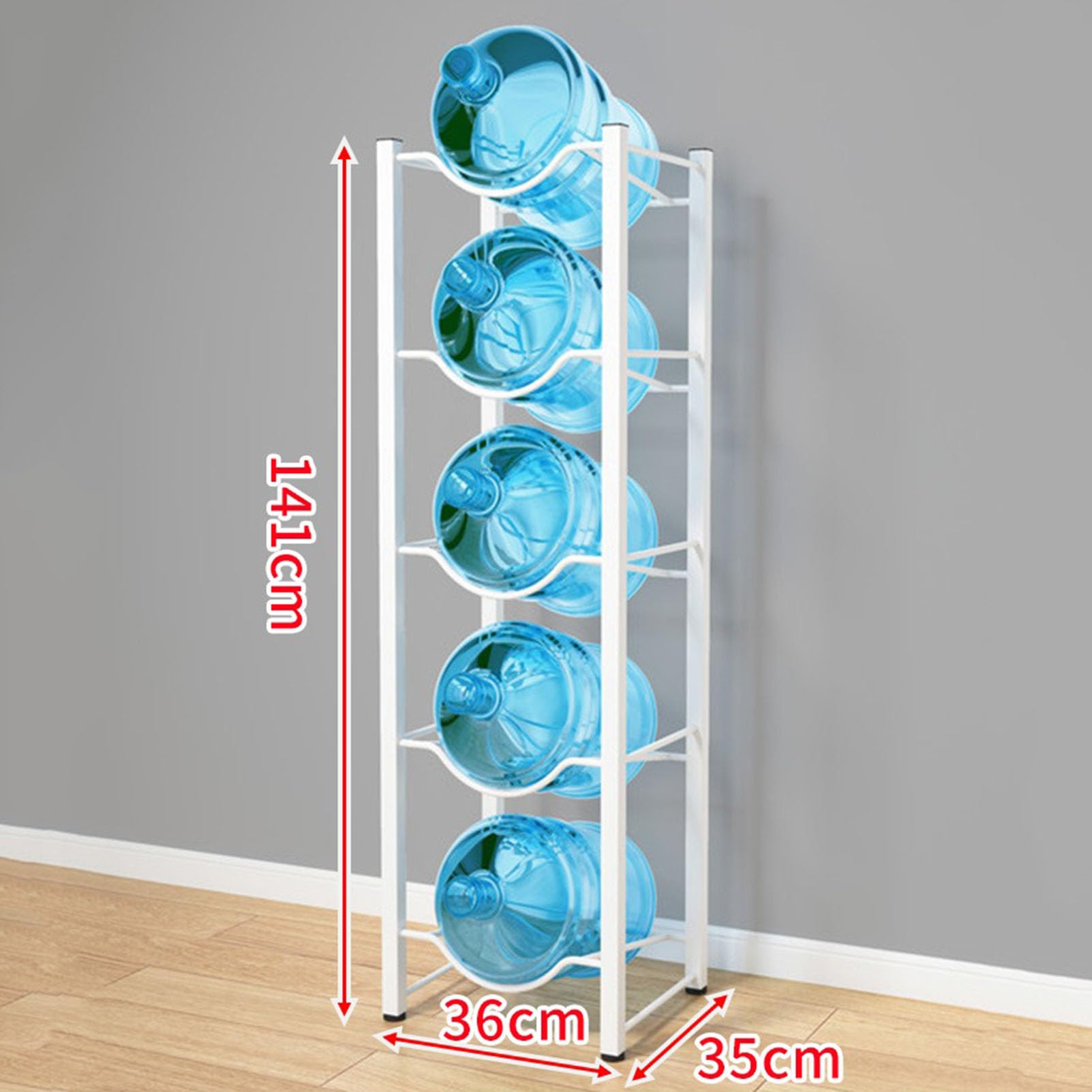 Soporte para jarra de agua de 5 galones, estante de almacenamiento desmontable de 5 niveles para botellas, enfriador de agua resistente para cocina, garaje y oficina, diseño de ahorro de espacio