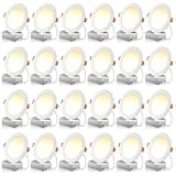 FREELICHT 24 Pack 6 Inch 5CCT Ultra-Thin LED Recessed Ceiling Light with Junction Box, 2700K/3000K/3500K/4000K/5000K Selectable, 1050LM Brightness, Dimmable Canless Wafer Downlight, 12WEqv110W-ETL&FCC