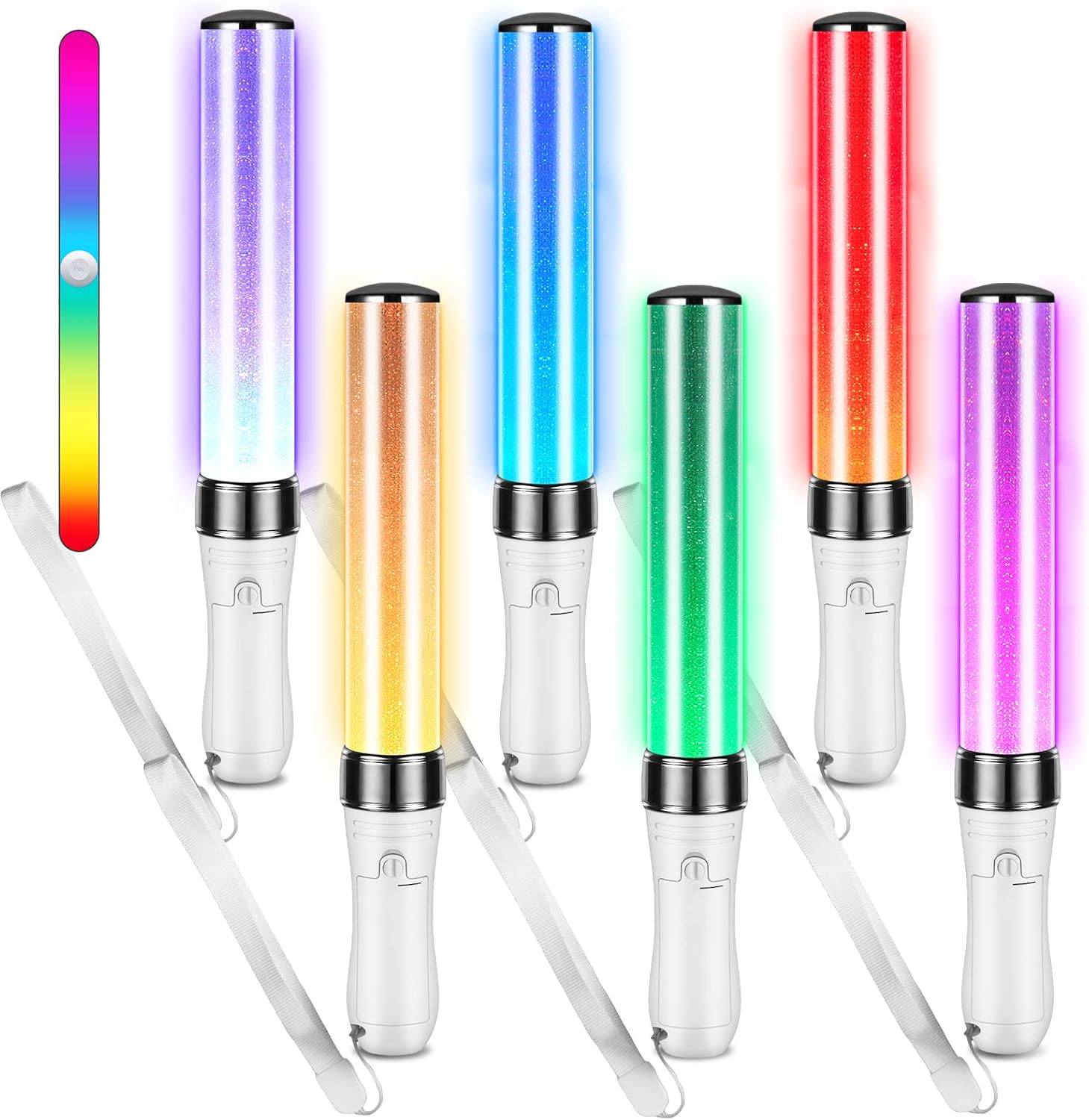 Lewtemi 6 Pcs Light Sticks 15 Color Reusable Lightsticks Multicolor LED