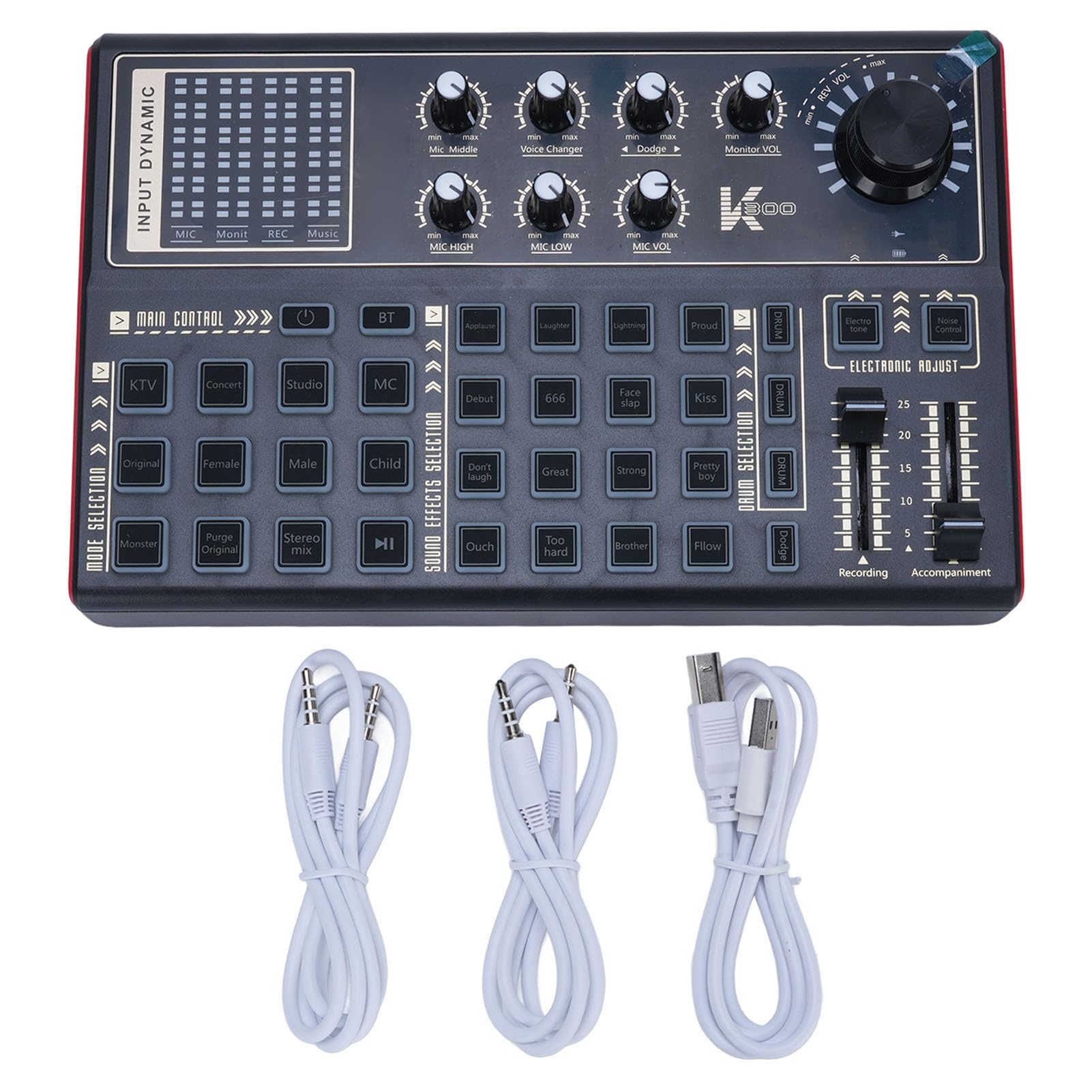 Luocute Scheda Audio Live per Computer, Mixer Multi-DJ con 12 Effetti Elettrici e 20 Preimpostati, Luci a LED, Monitoraggio in Tempo Reale, per Trasmissione di Giochi per PC Podcasting