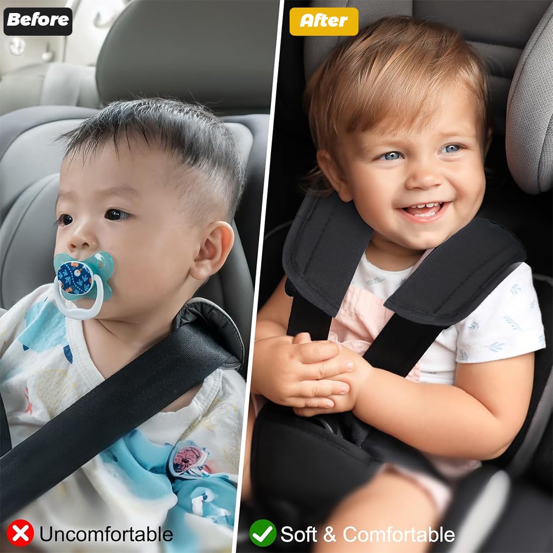 2 Pezzi Cintura Di Sicurezza Per Bambini Per cintura sicurezza auto Passeggino Auto Bambini Neonato Universale, Adatti Per Passeggino E Auto, Supporto Universale Per La Testa E Il Collo Del