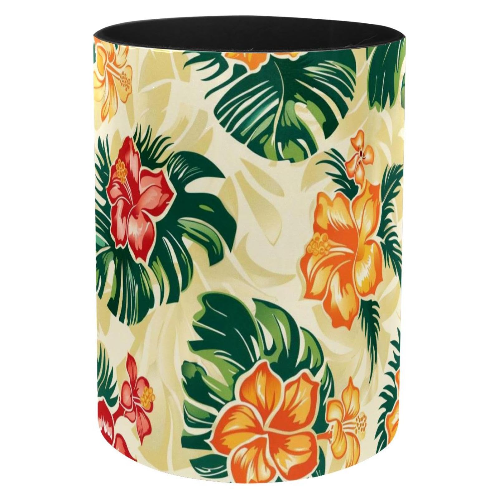 Porte-stylo métal fleurs hawaïennes pour ranger vos pinceaux et crayons