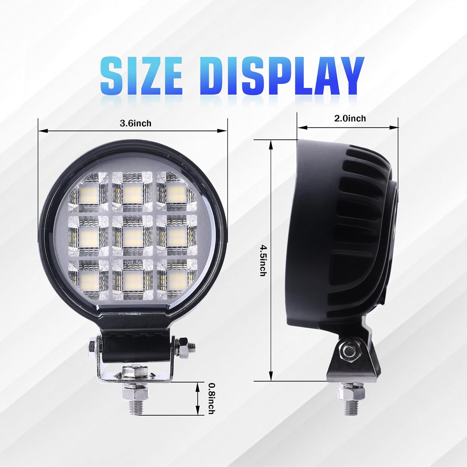 3.6 Inch 108W 7200LM LED Pod Lights, 2PCS 12/24V LED Work Lights Bar, 5700K White Flood Beam Light IP67 Waterproof Round Off Road Lights, for Truck Tractor Truck ATV UTV