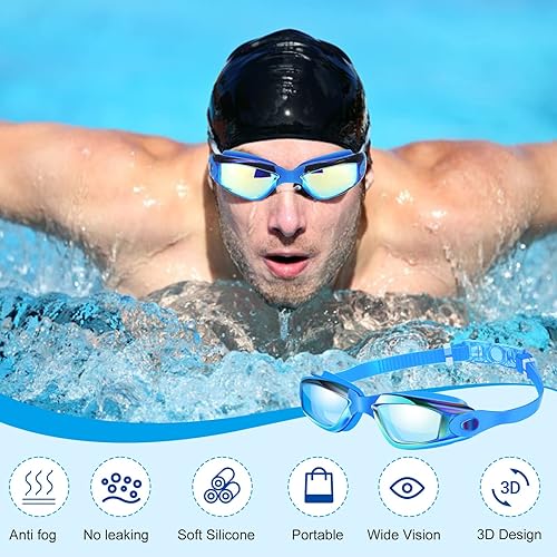 Miniatura 5 de Gafas de natación deportivas para mujeres, hombres, adultos y jóvenes (color brillante)