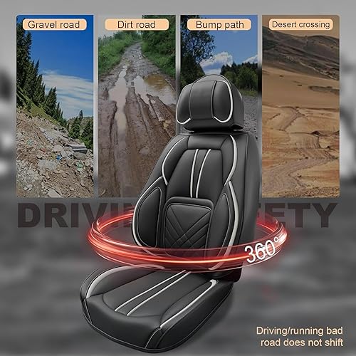 Miniatura 9 de ASLONG 5 fundas para asientos delanteros y traseros de automóvil, accesorios interiores de automóvil con piel de napa a prueba de agua para