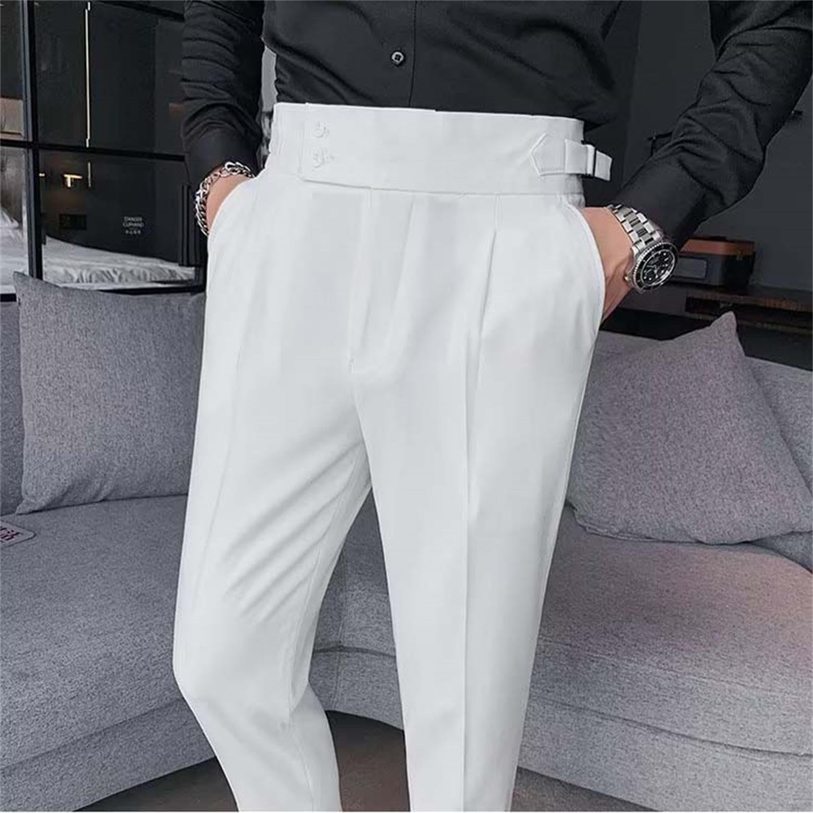 Slim Fit Small Foot Taille Haute Uni Pantalon de costume d'affaires avec jambe droite