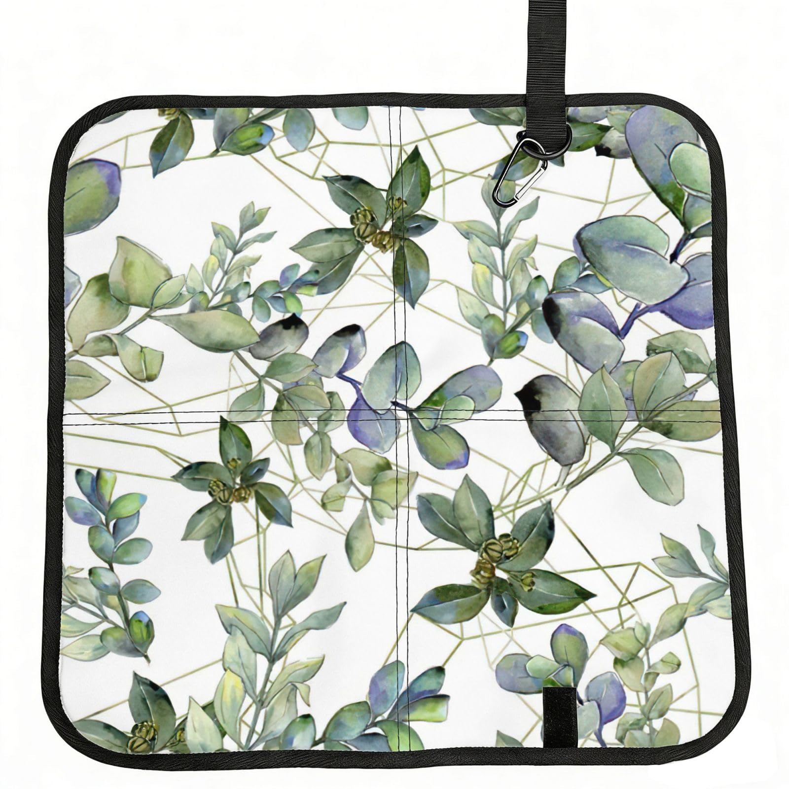 NImongt Green Eucalyptus Leaves Print Portable Chair Pad Foldable Seat Cushion Outdoor Seating Office Picnic Camping