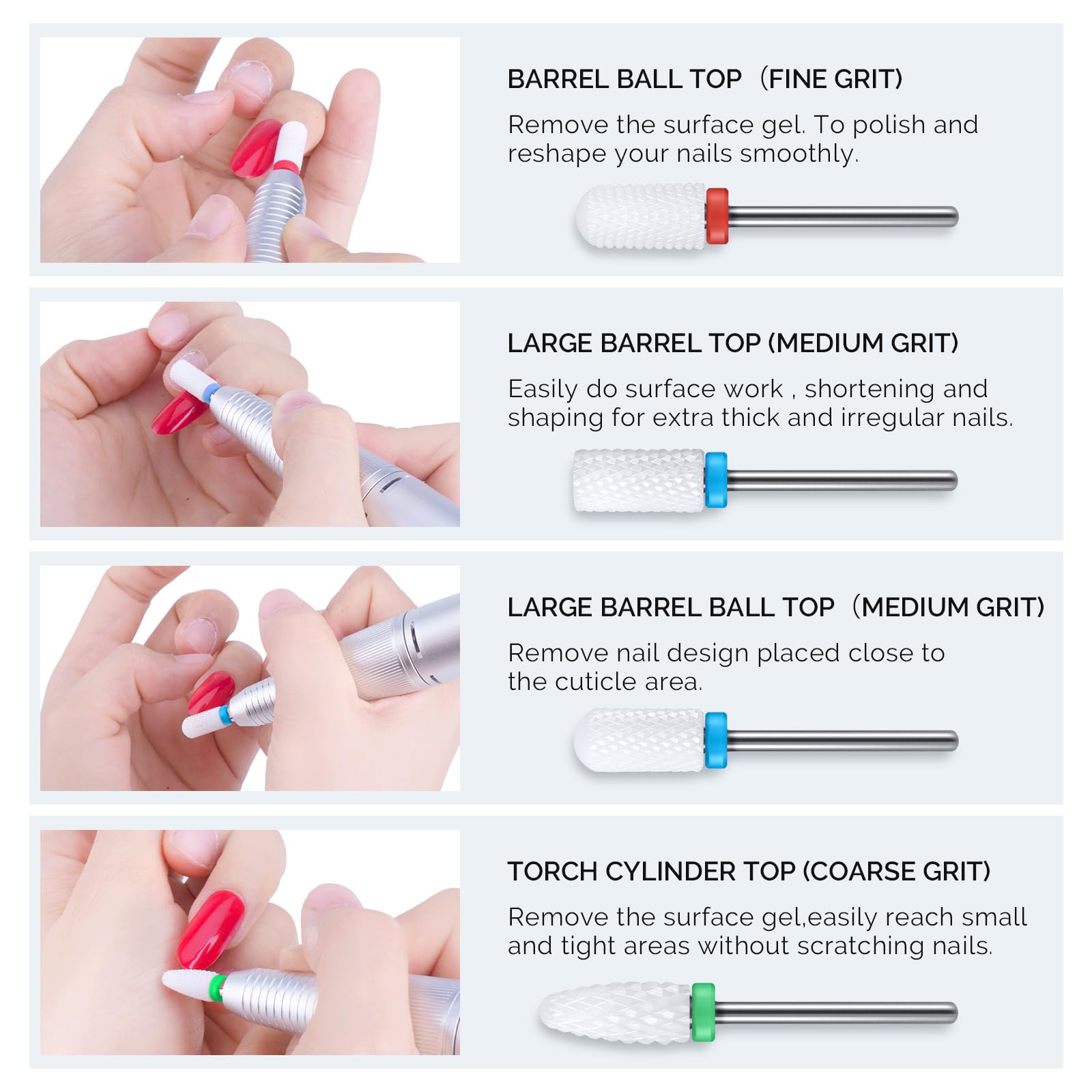 Amazon.com: MelodySusie Ceramic Nail Drill Bits Set, 3/32'' (2.35