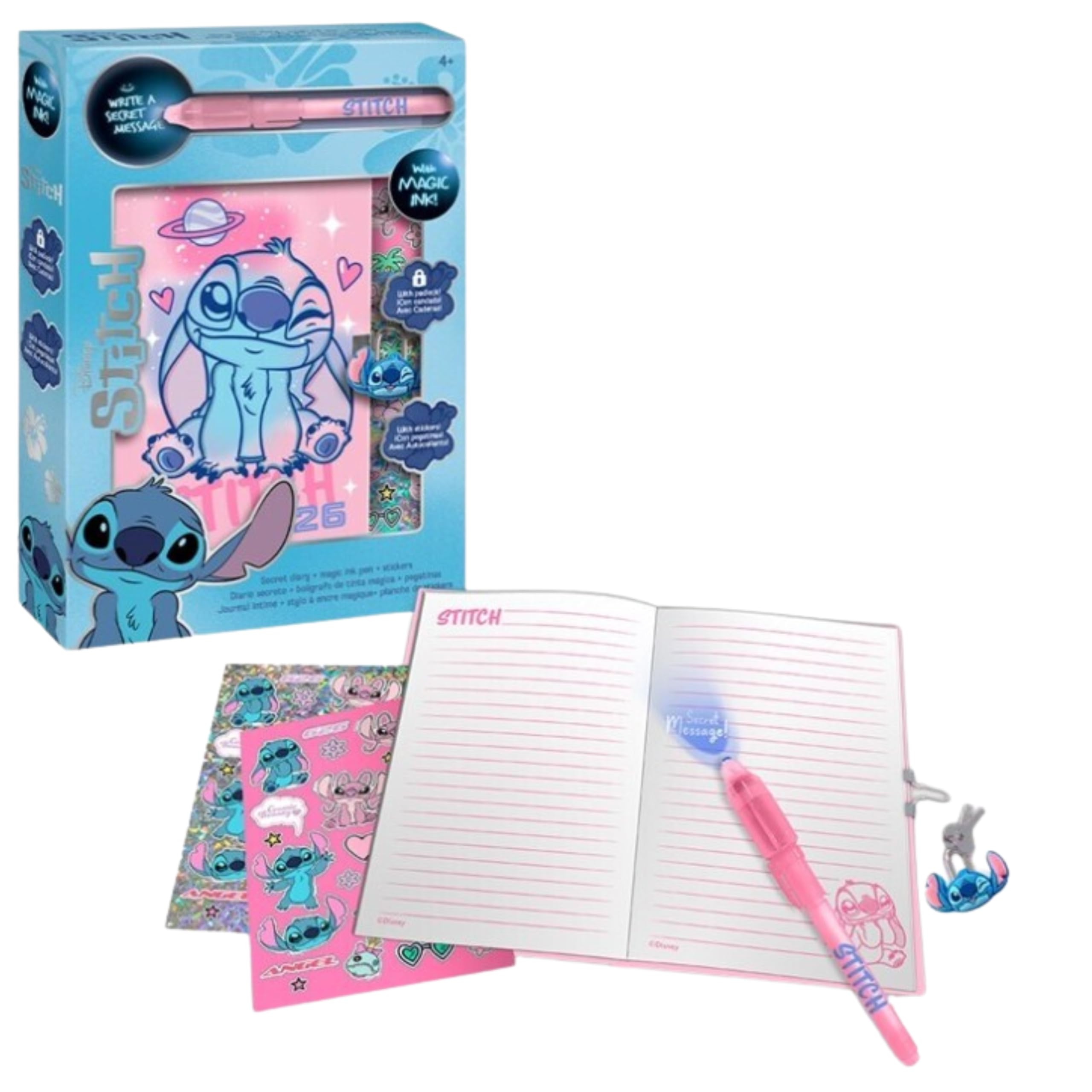SRV Hub Disney Stitch Diary & MAgic Pen Set for Girls β Stitch Themed Journal & Notebook β Kids Stationery Gift Set β Creative Writing Diary for School & Travel β Gift Box Included