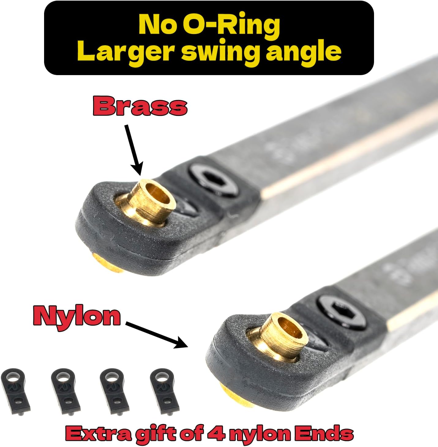 RampCrab High Clearance 4 Links Set for SCX24 90081, Brass Links Set, Upgrade Parts for SCX24 Deadbolt, Betty B17, Axial 1/24 RC Crawler Car Upgrade Accessories, 8Pcs, Black
