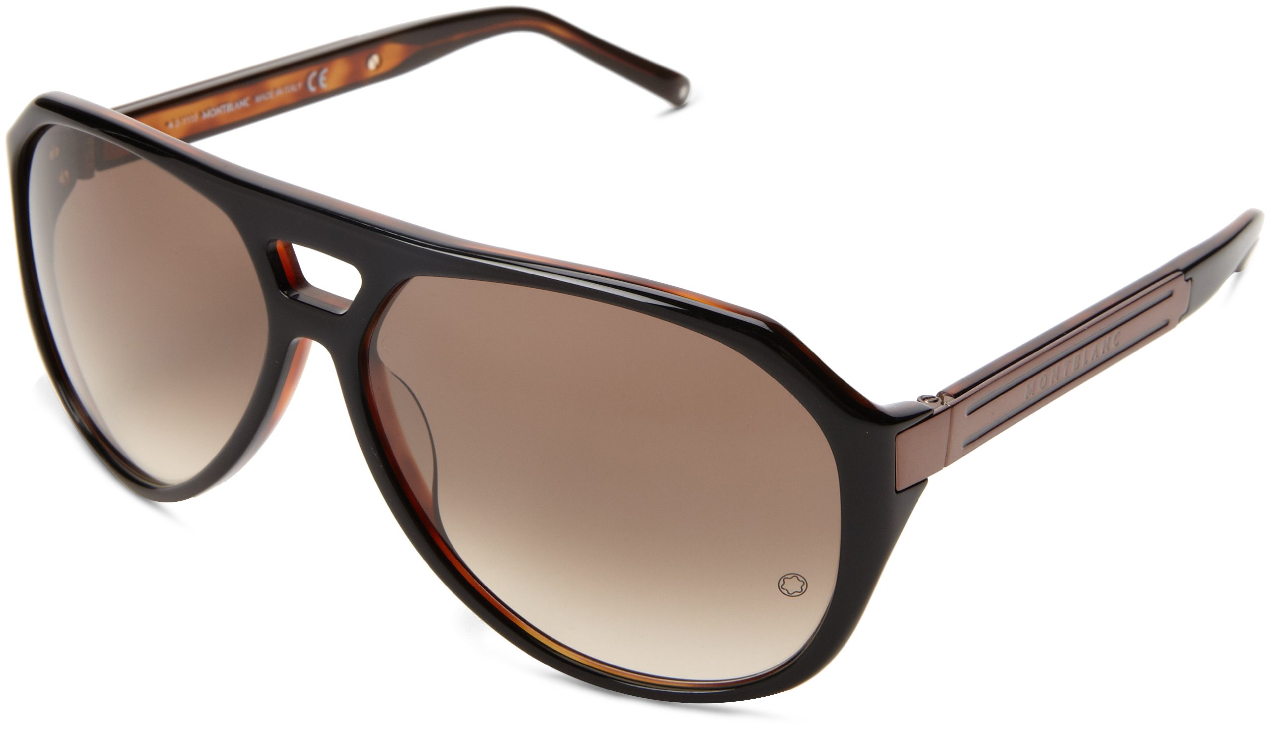 MONTBLANC UV Protected Black Aviator Full rim Sunglasses for Men - MB363S 61 05F