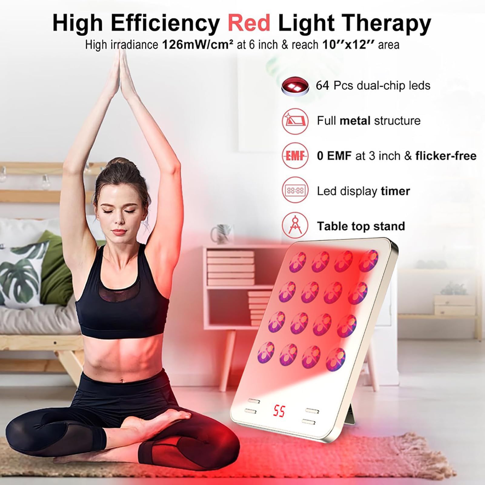 GOURIXIN Paneles de Terapia de luz roja 2025, Dispositivo portátil de Terapia de luz roja infrarroja de Triple Chip de 590 NM, 460 NM y 640 NM para aliviar el Dolor.