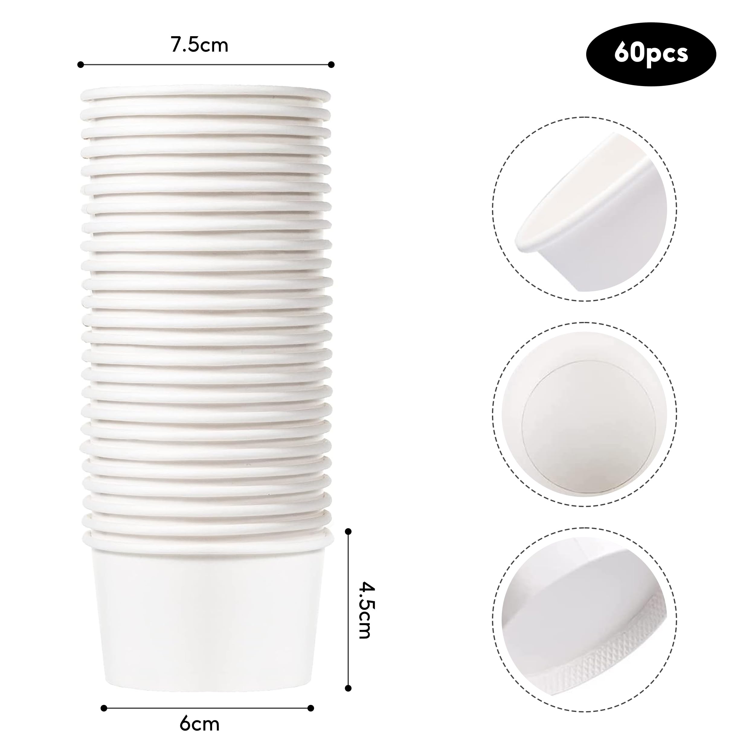 Papierowe foremki do muffinek, 60 sztuk kartonowych kubków do lodów, 120 ml, jednorazowe miseczki do lodów z drewnianą łyżeczką, do bufetów, deserów, na wesela, wózki z jedzeniem, lodziarnie