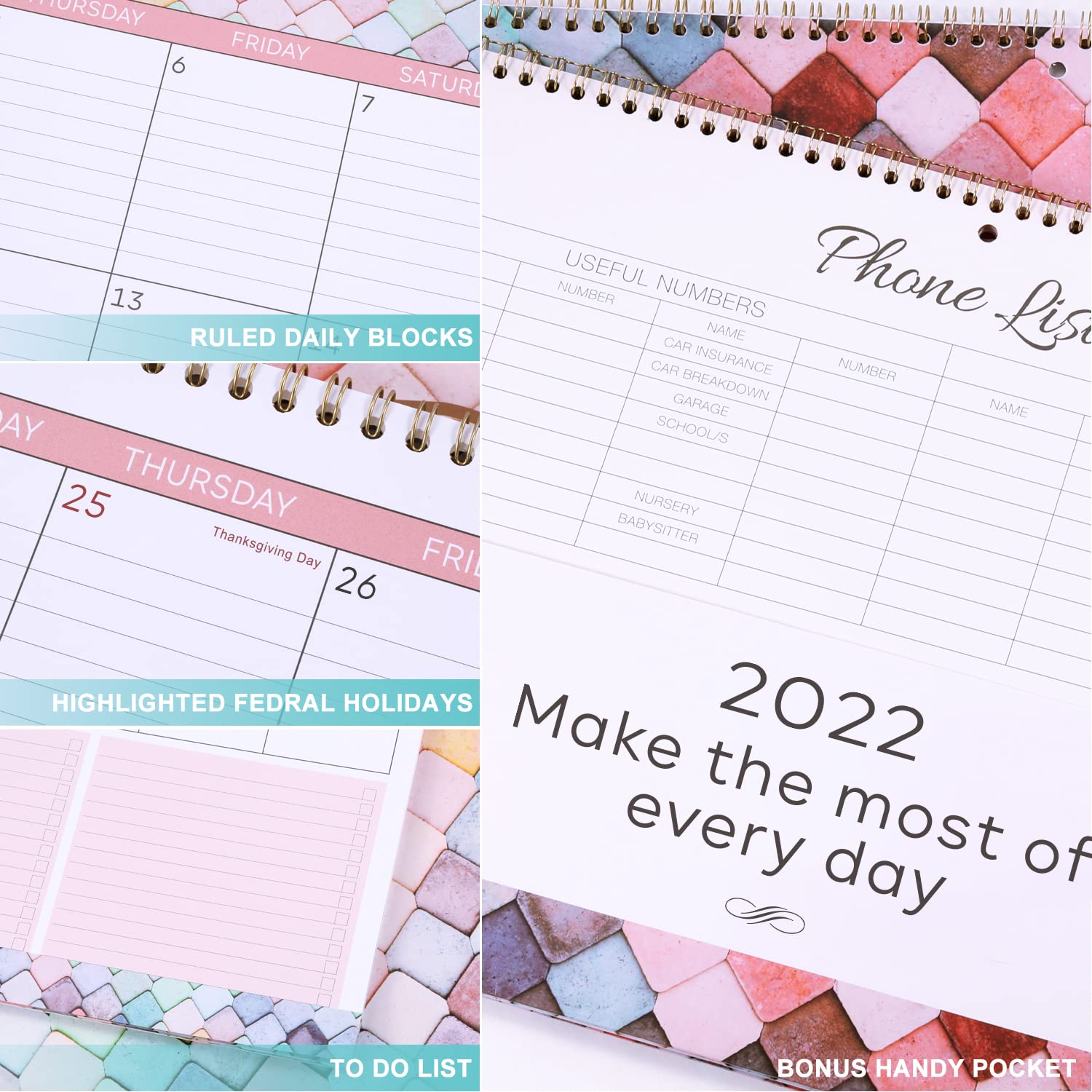 2022 Calendar Wall Calendar 2022, 12" x 23", Jan 2022 Dec 2022