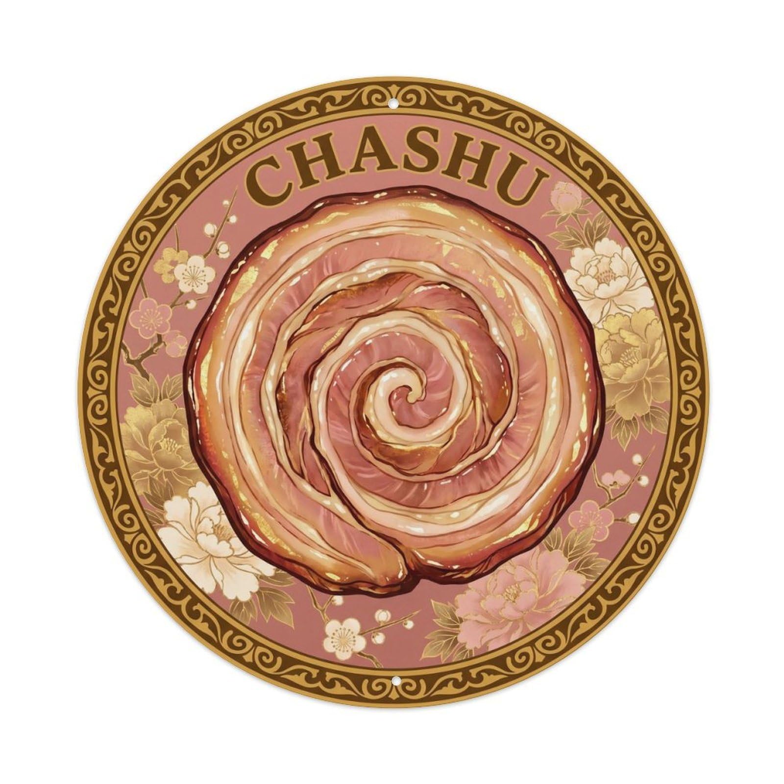 Olyhtr 8X8inch Classic Style Ramen Chashu Pork Slice Portrait Rose Regional Cuisine Metal Tin Sign