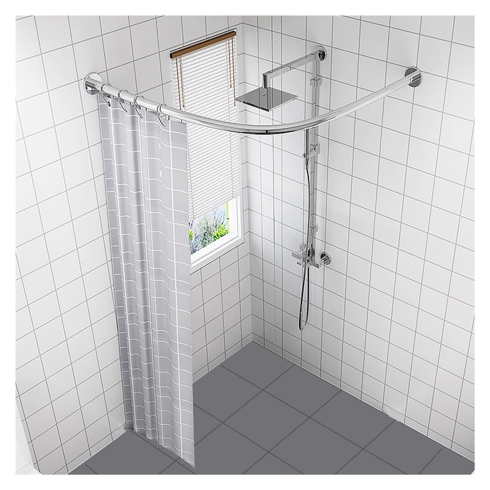 Meiiron U-Shape Shower Curtain Rail Kit 304 Stainless Steel Shower Rail Curved Bathroom Curtain Rod for Bathroom, Curtain Not Included (Size : 80~110x80~110cm)