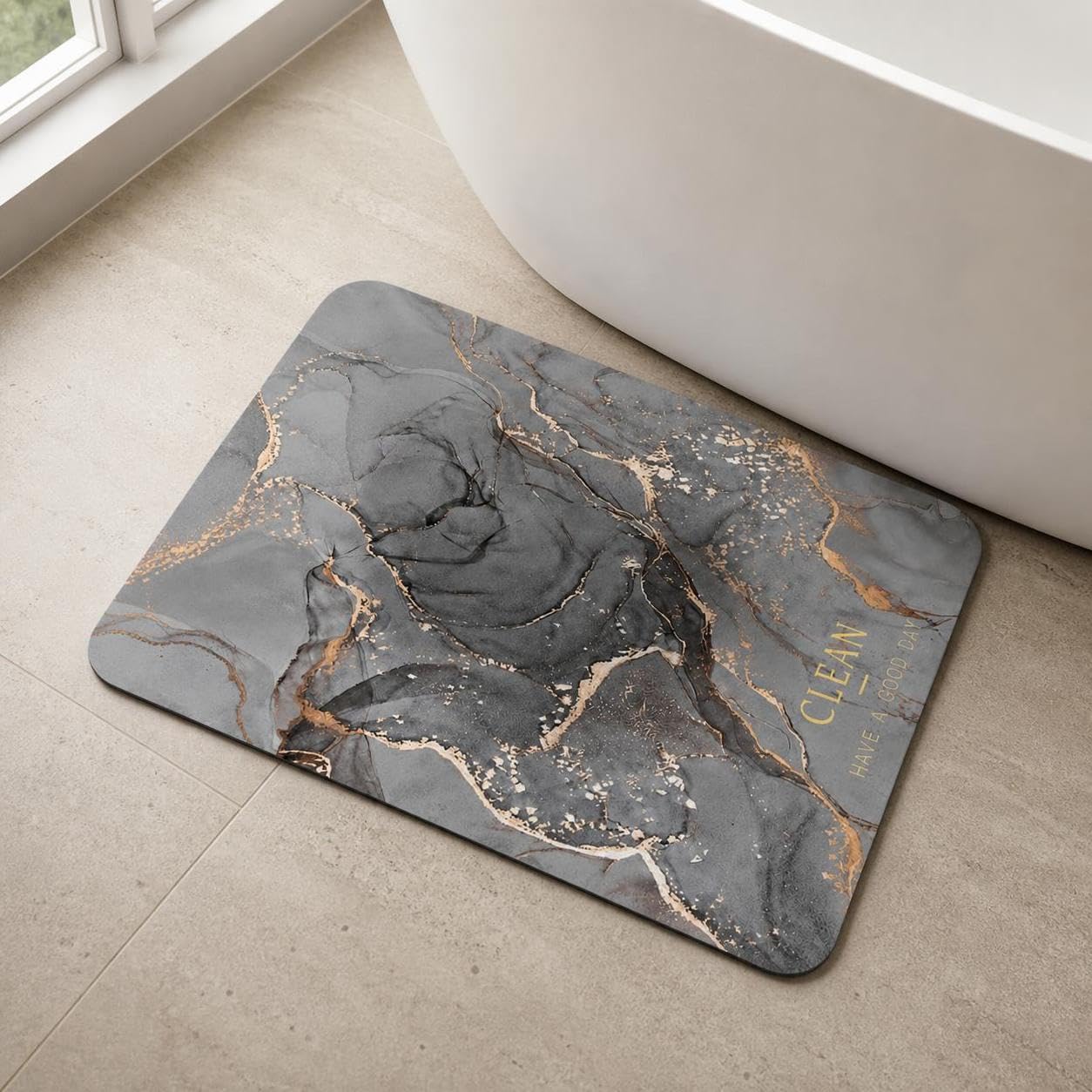 Tapis Bain en Terre Diatomée, Gris marbre, 80x120cm
