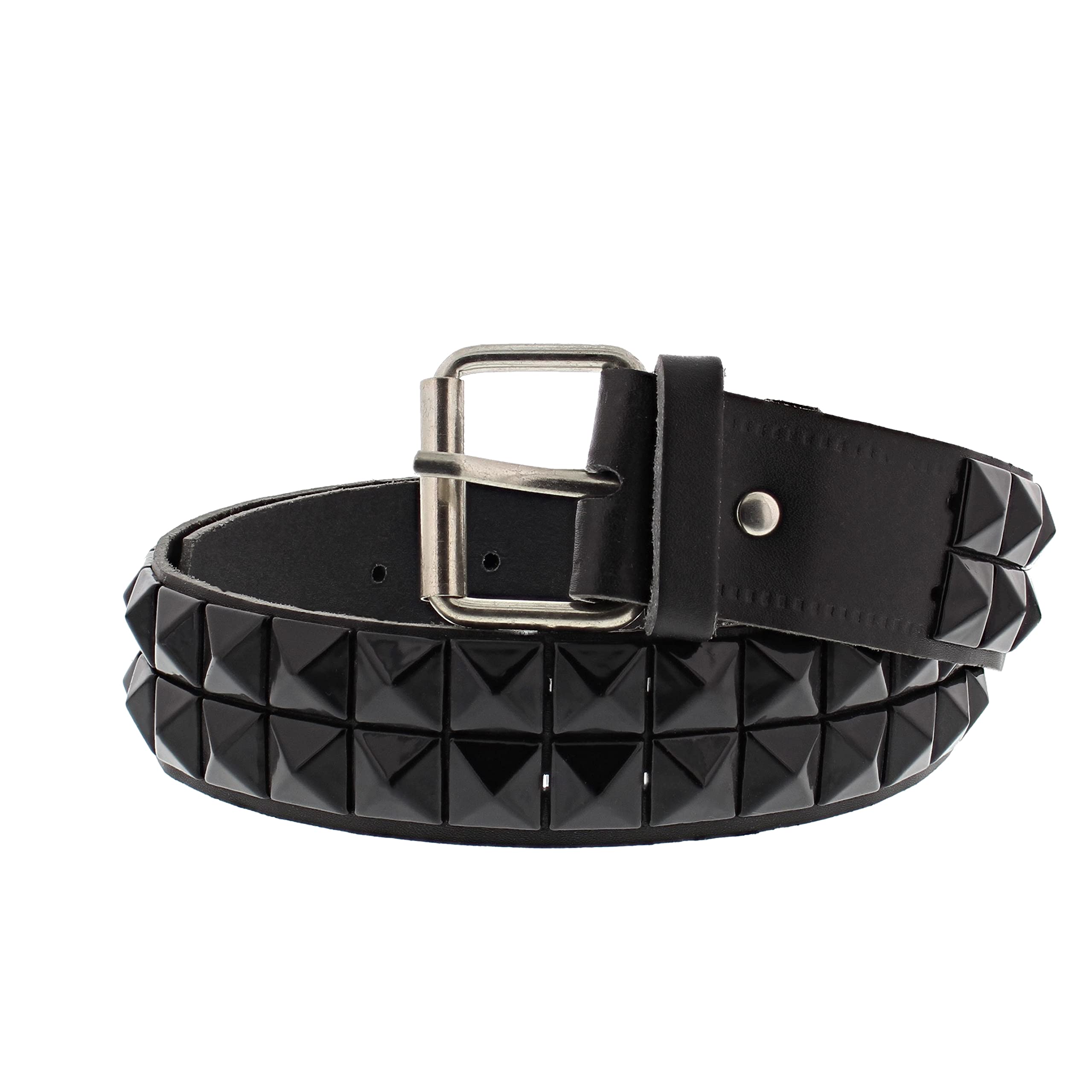 Zac's Alter Ego Two Row Black on Black Pyramid Studded PU Belt