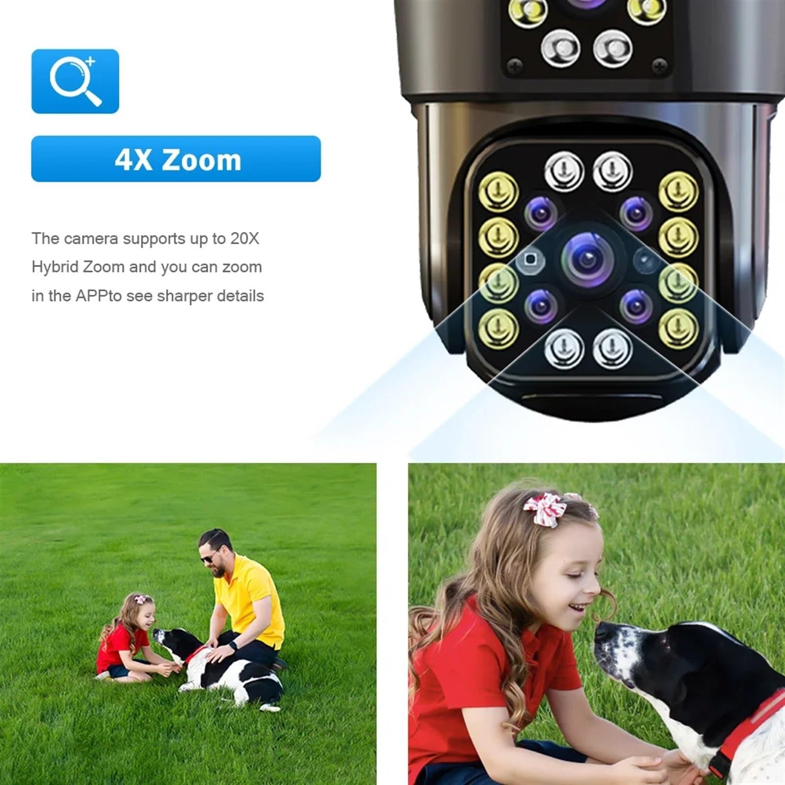 Kamera bezpieczeństwa, 4K 8MP HD kamera PTZ zewnętrzna 6MP podwójny obiektyw ekran AI automatyczne śledzenie IP CCTV nadzór audio-wideo P2P(3K 6MP add 128G)