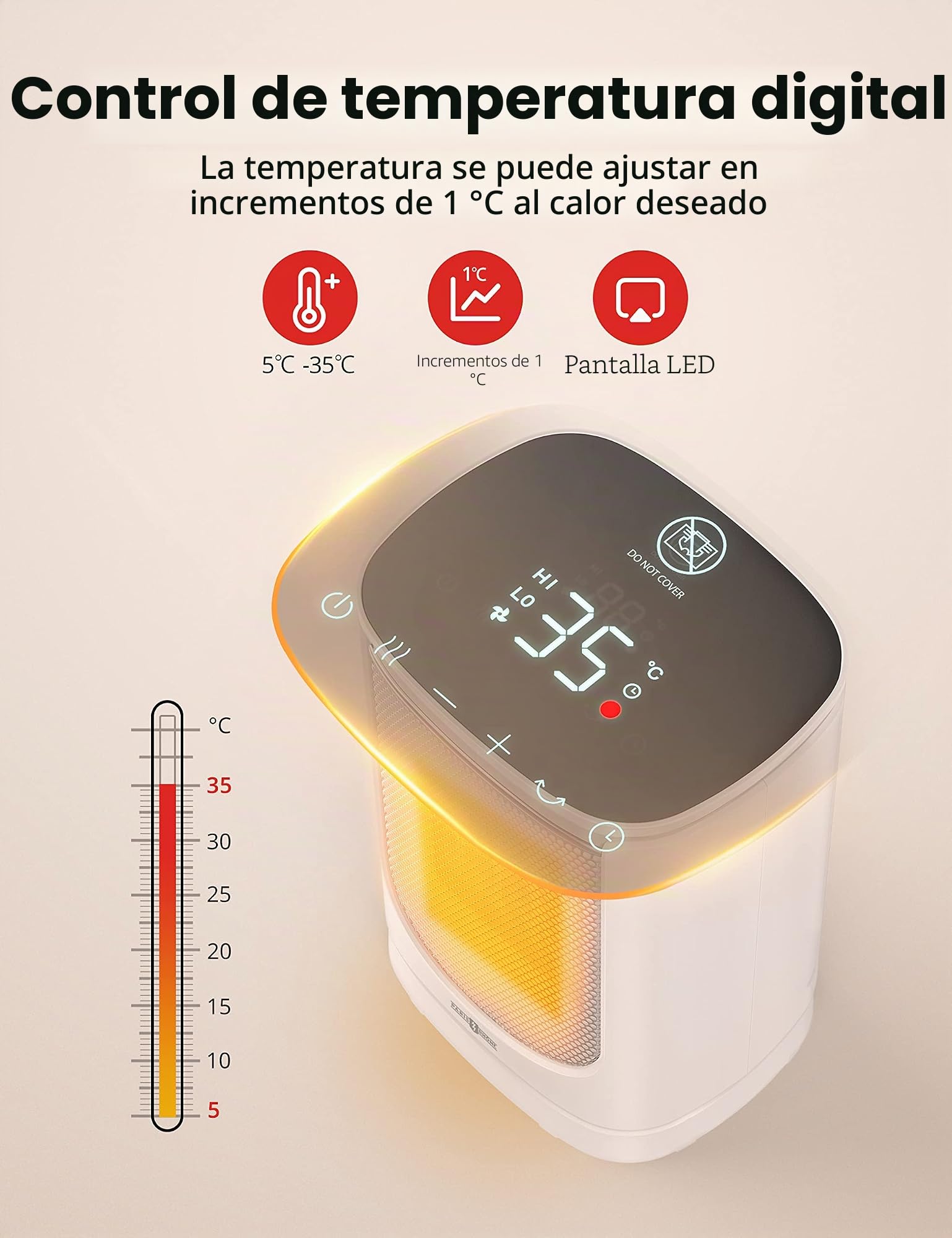 Paris Rhône Calefactor de bajo consumo, 2000 W, calefacción eléctrica, dos aire caliente y 1 aire frío 70°, protección contra el sobrecalentamiento, casa, dormitorio