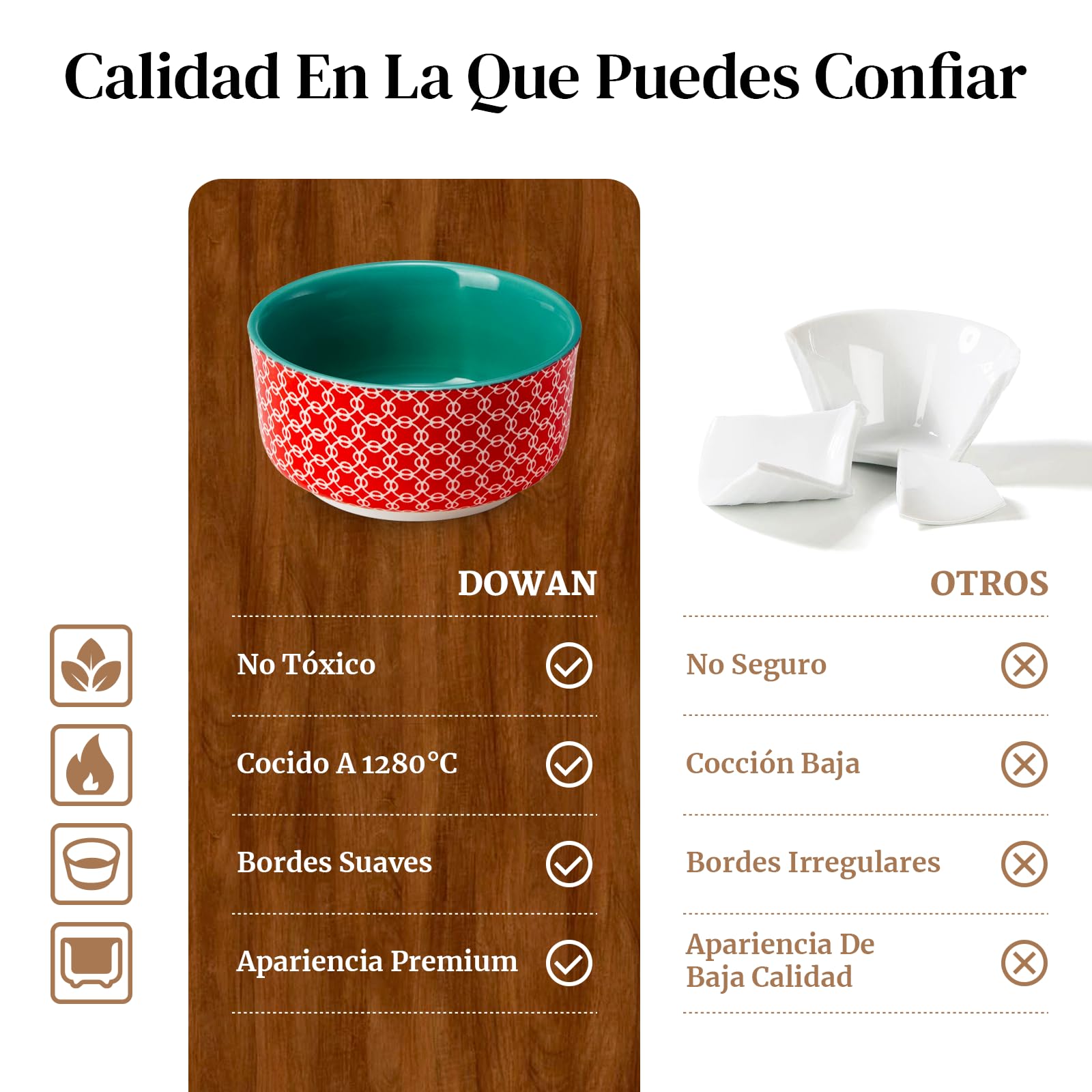 DOWAN Juego de 6 cuencos de porcelana de 180 ml, aptos para horno, para horno pequeño, para microondas, airfryer y lavavajillas, diámetro de 10 cm, multicolor