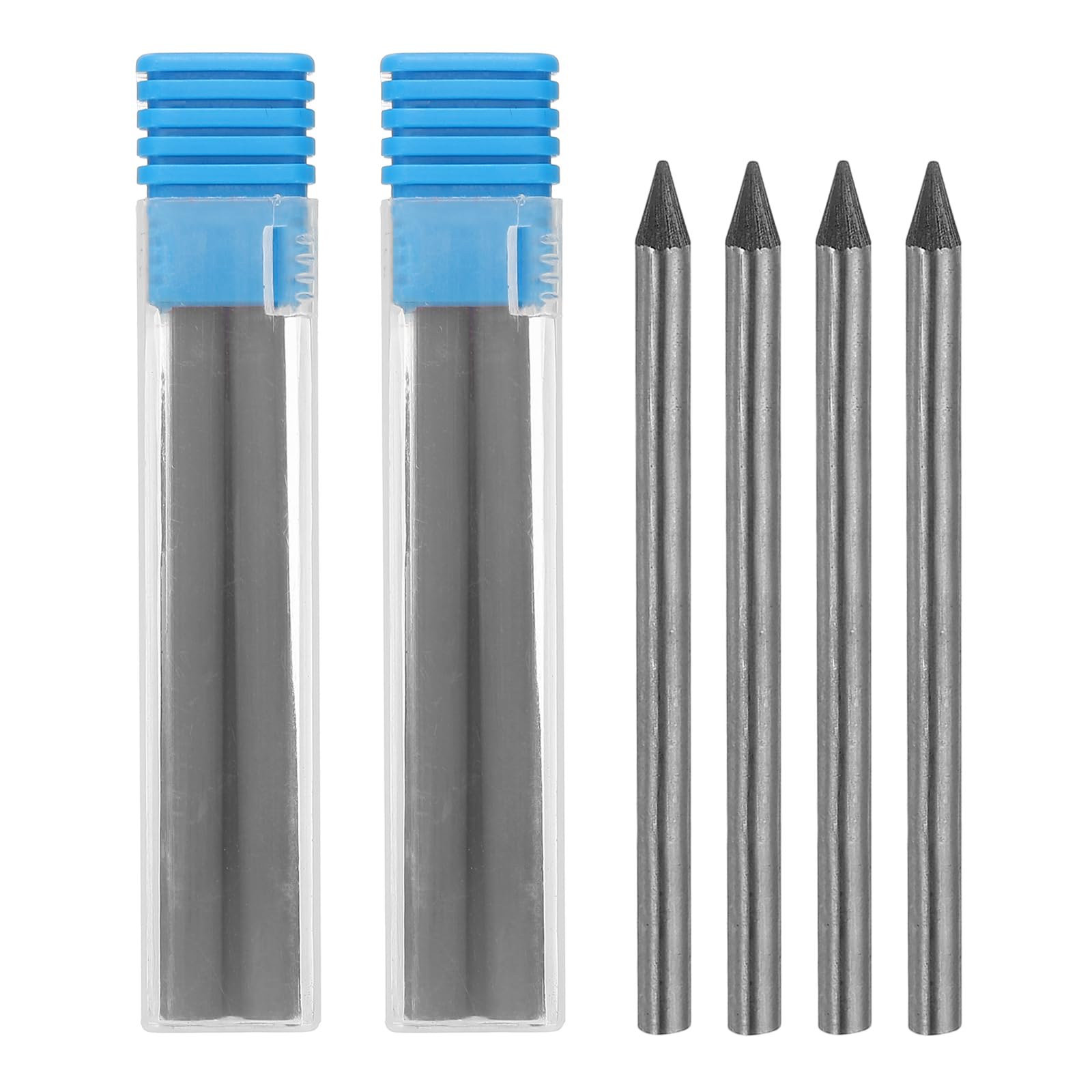 PATIKIL 12Pcs 5.6mm 2B Carpenter Pencil Lead Refills, Solid Dry Pencil Refills Break Resistant Lead Refill for Mechanical Carpenter Pencil Construction Pencils Art Drafting, Black