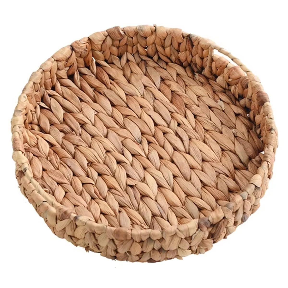 CTRLZS Rattan Wicker Handmade Basket Water Hyacinth Tray Handwoven Fruit Tea Snack Bread Cosmetic Round Storage Box Jewelry Dish C