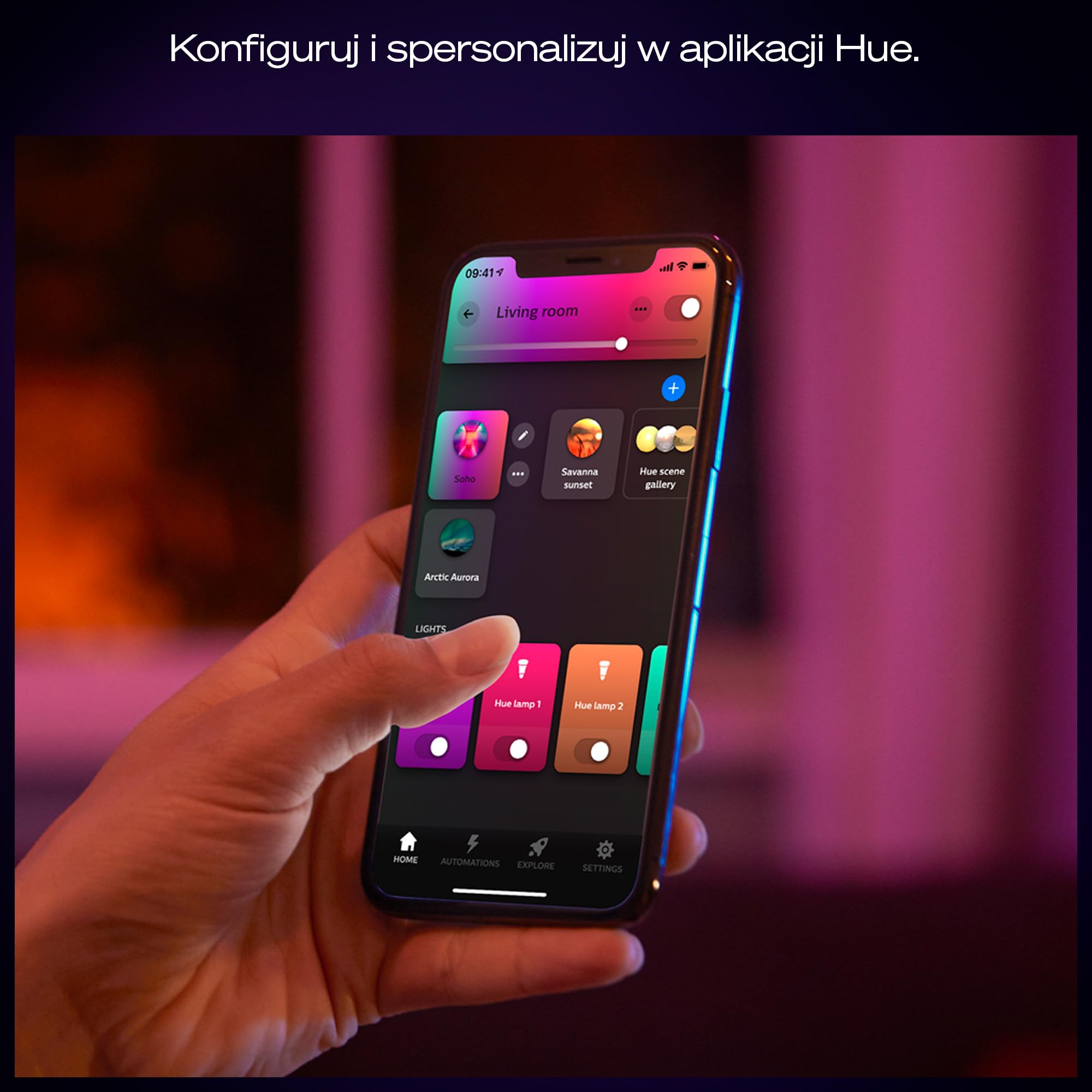 Inteligentny panel LED Philips Hue Devote, Białe i Kolorowe Światło (Ambiance), Okrągły 30 cm, 16.6 W, 2000 Lumenów, Biała Ramka do Wewnętrznego Oświetlenia Domu, Sufitu, Salonu, Kuchni, Przedpokoju.